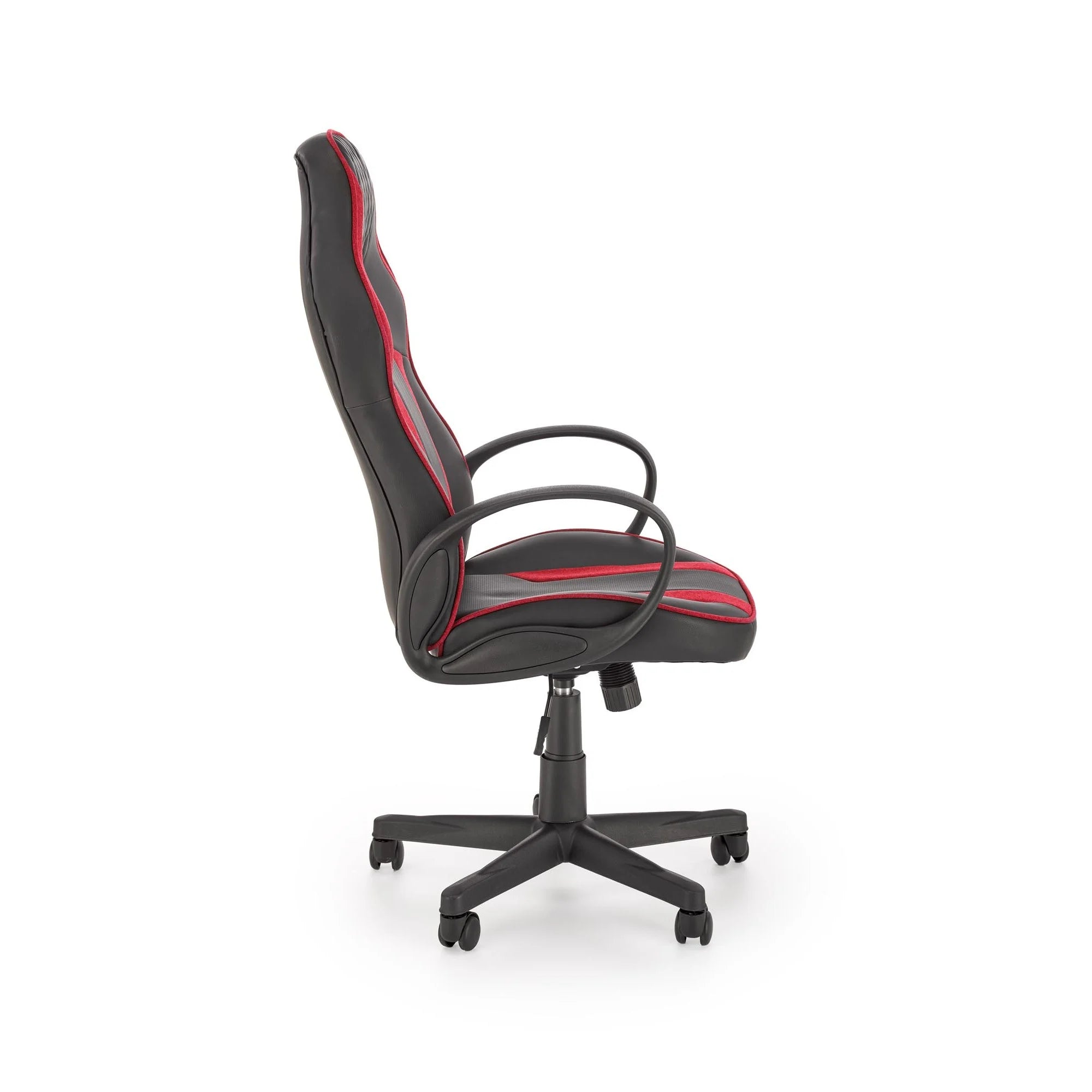 Scaun birou RAGNAR, negru/rosu, piele ecologica/panza, 61x70x112/121 cm