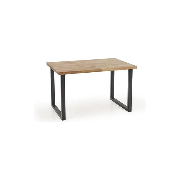 Masa RADUS, stejar/negru, lemn/otel, 140x85x76 cm