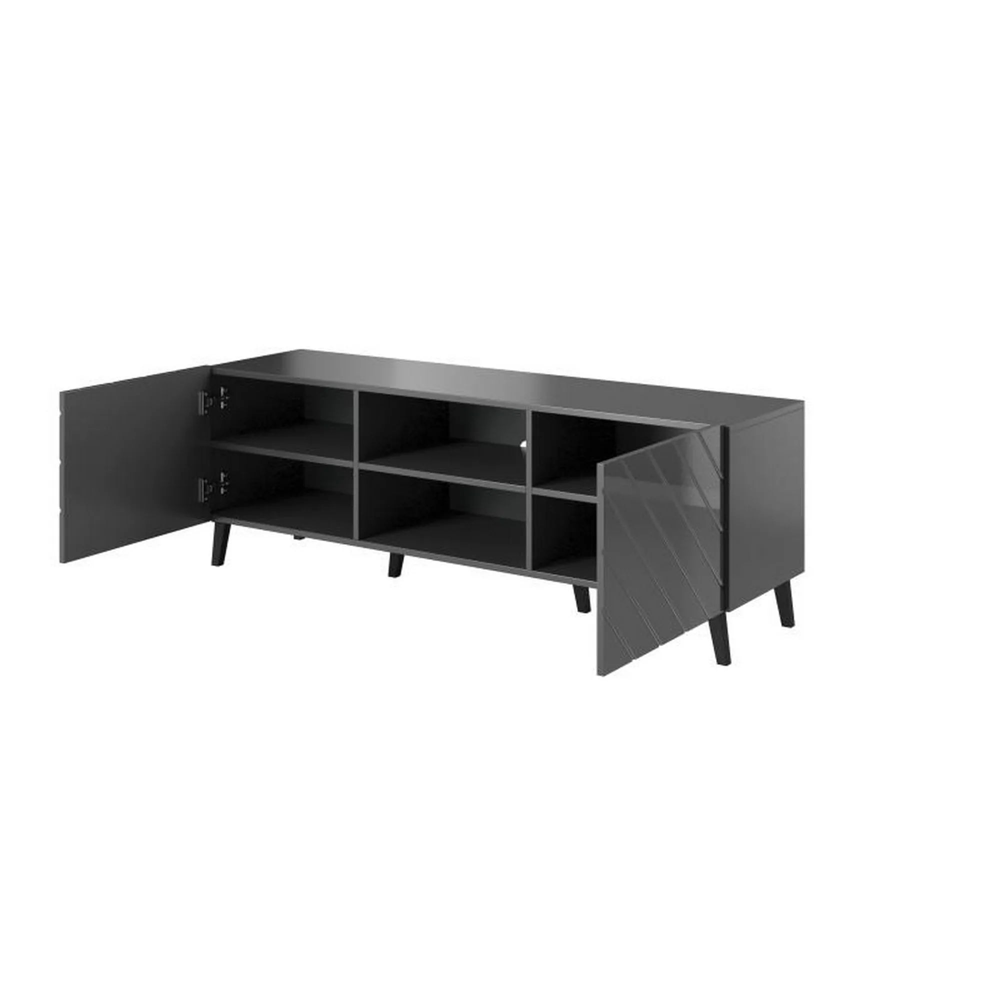 Comoda TV ABETO, gri grafit, PAL, 150x42x52 cm