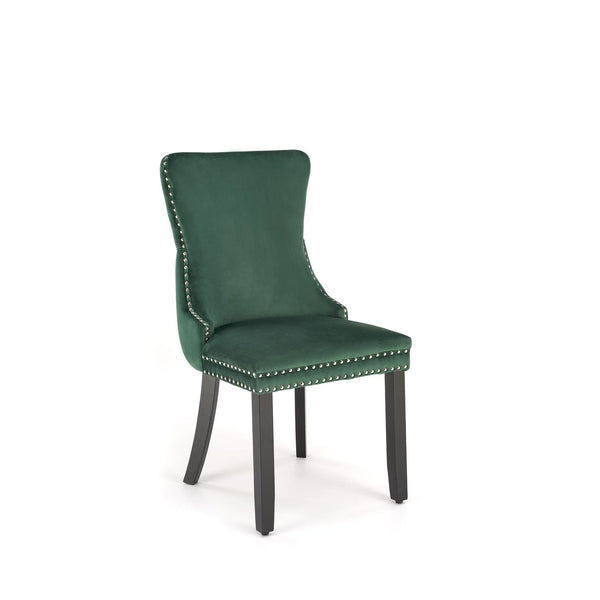 Scaun ALDA, verde inchis/negru, stofa catifelata/lemn, 50x62x95 cm