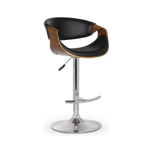 Scaun bar H100, negru/nuc, piele ecologica/otel, 53x50x88/109 cm