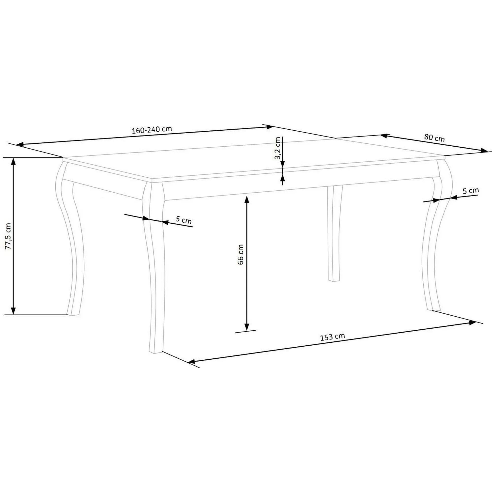 Masa extensibila WINDSOR, stejar/negru, PAL/furnir/lemn, 160/240x90x76 cm