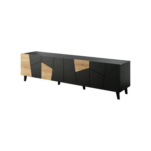 Comoda TV ETNA, negru/stejar, PAL laminat, 200x42x52 cm