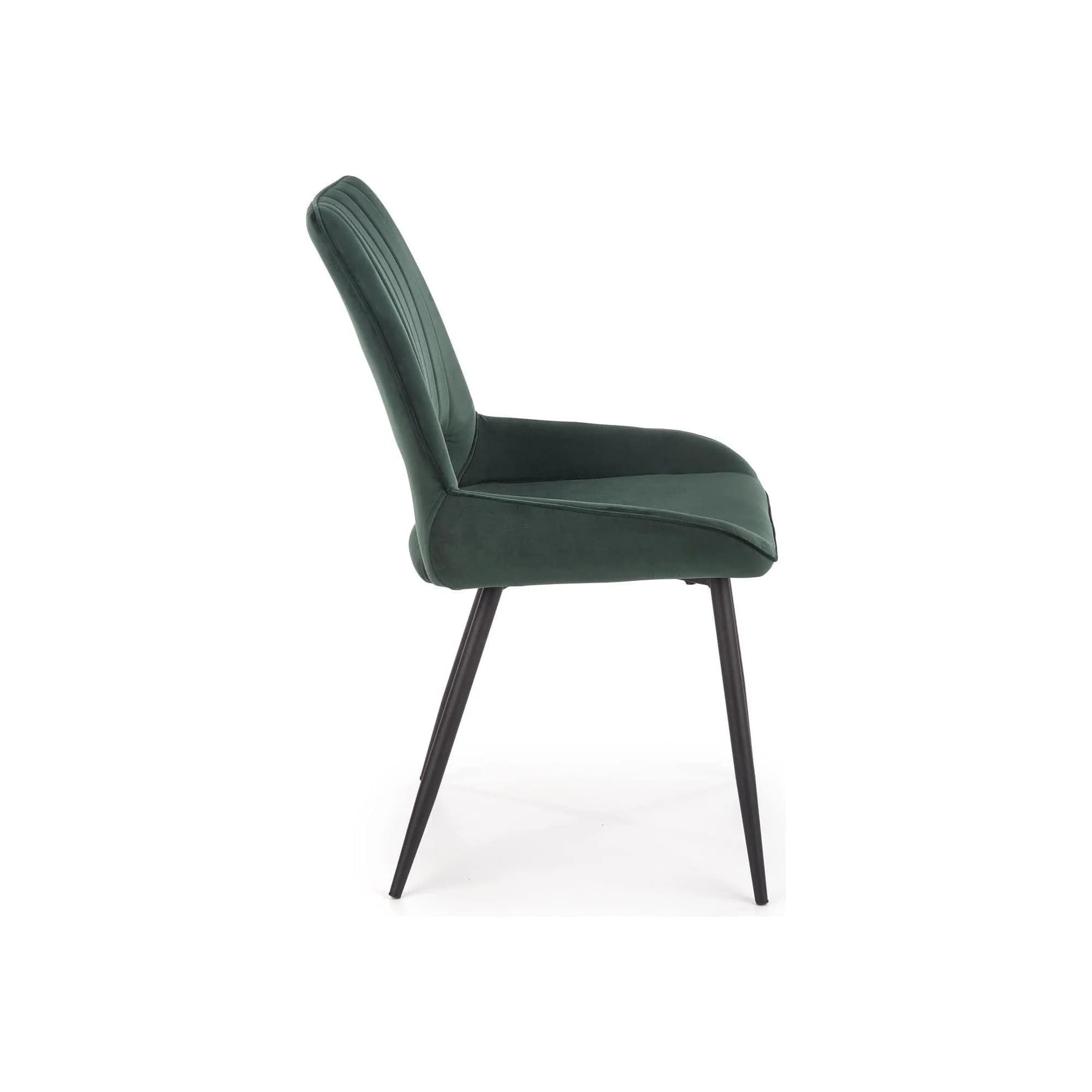 Scaun tapitat K404, verde/negru, stofa/metal, 52x58x88 cm