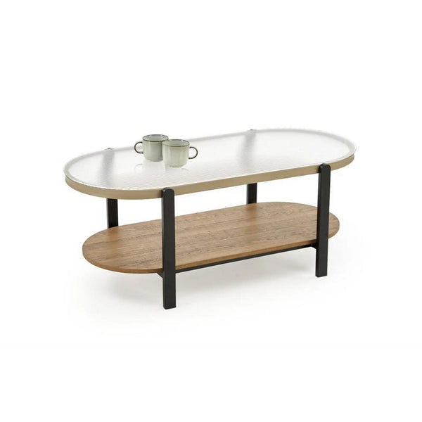 Masuta KAMALA, transparent/negru, 110x54x43 cm