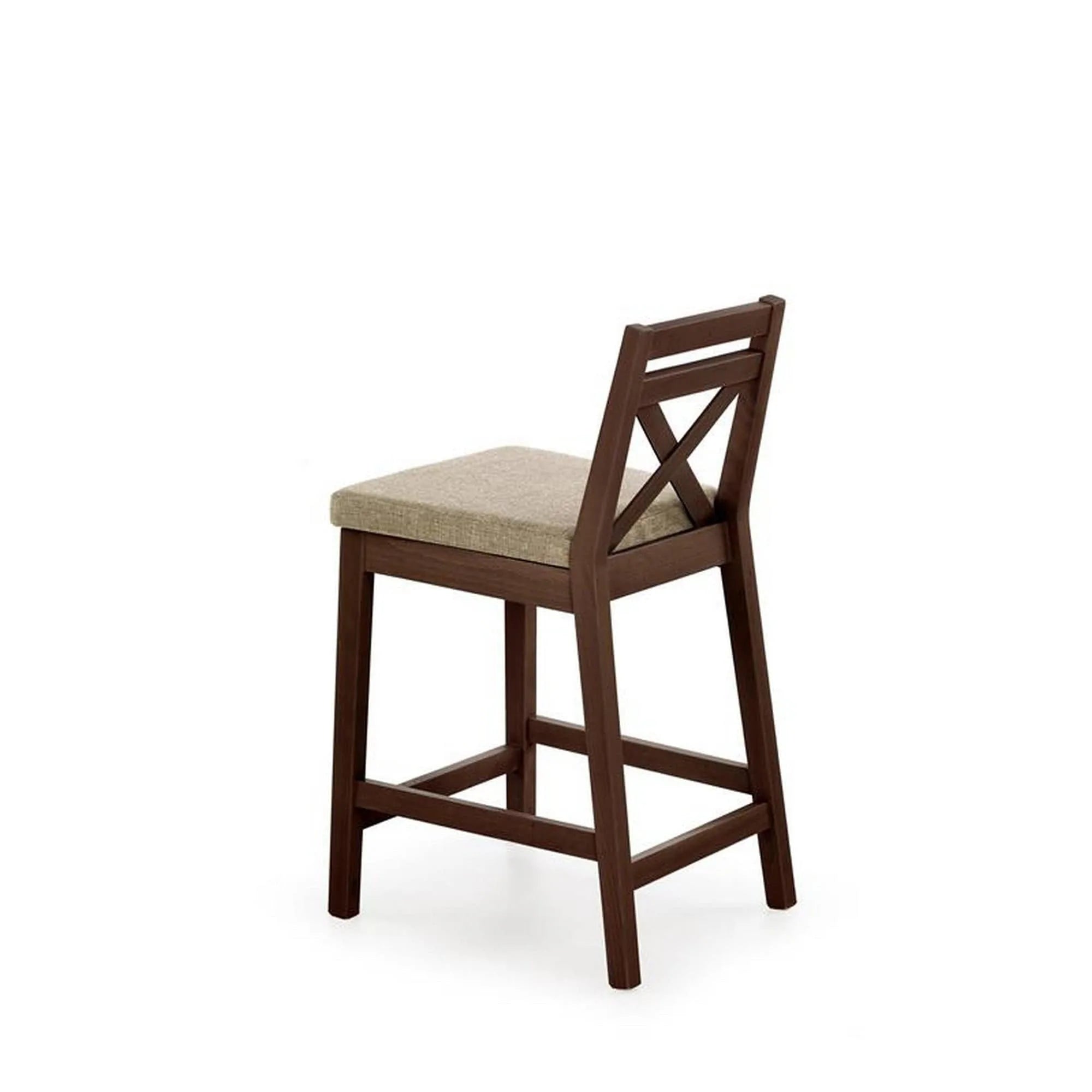 Scaun bar BORYS, bej/nuc inchis, stofa clasica/lemn, 41x48x83 cm