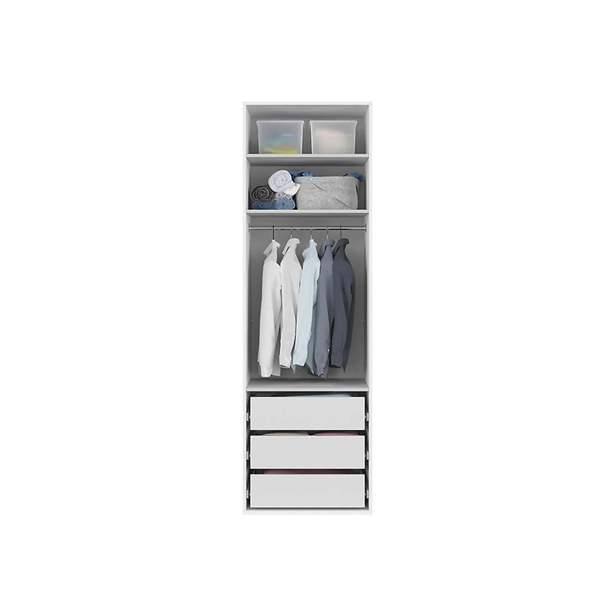Dulap FLEX, alb, PAL, cu 2 usi si oglinda, 75x66x240 cm