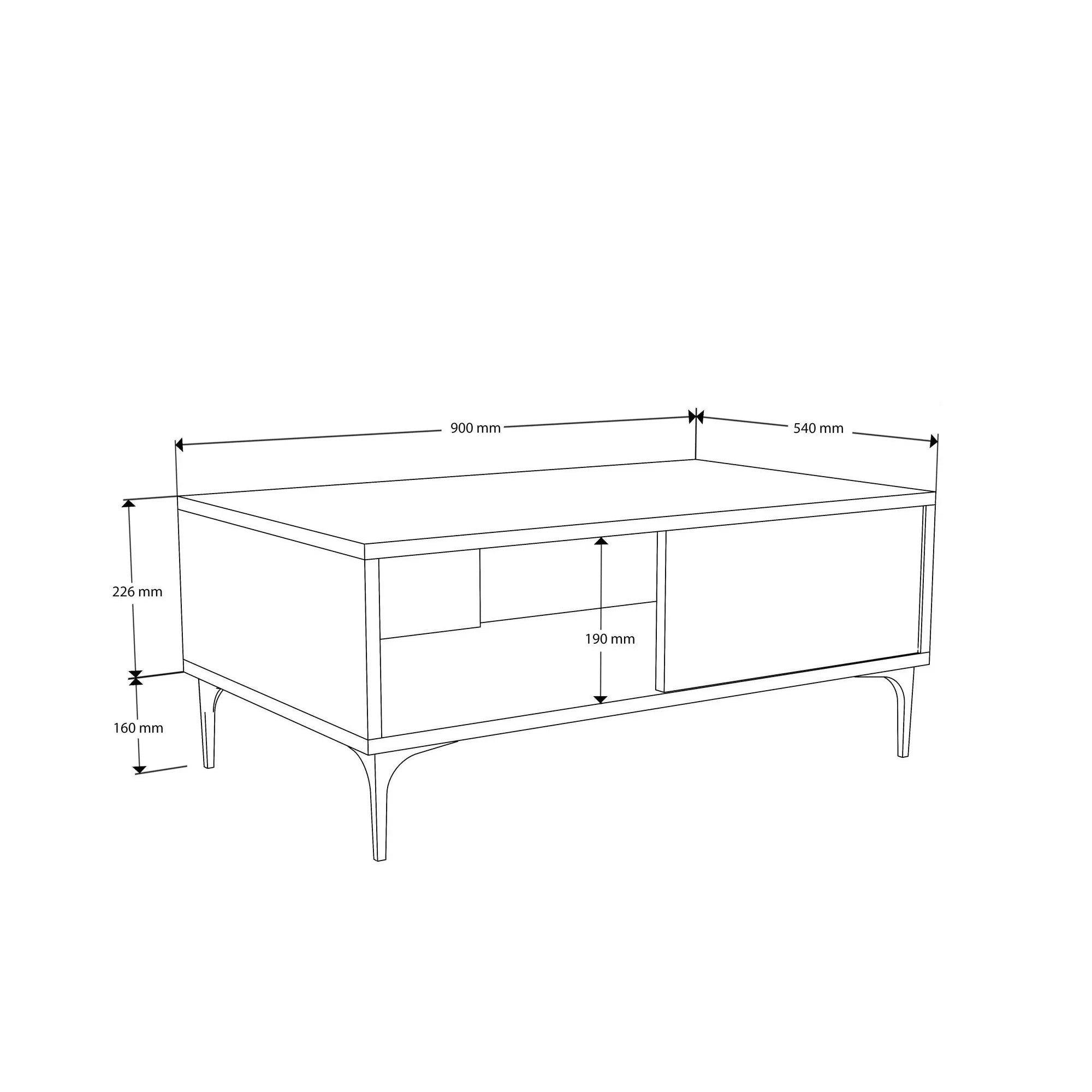 Masuta cafea BENITO 2099, stejar/alb, PAL melaminat, 90x54x39 cm