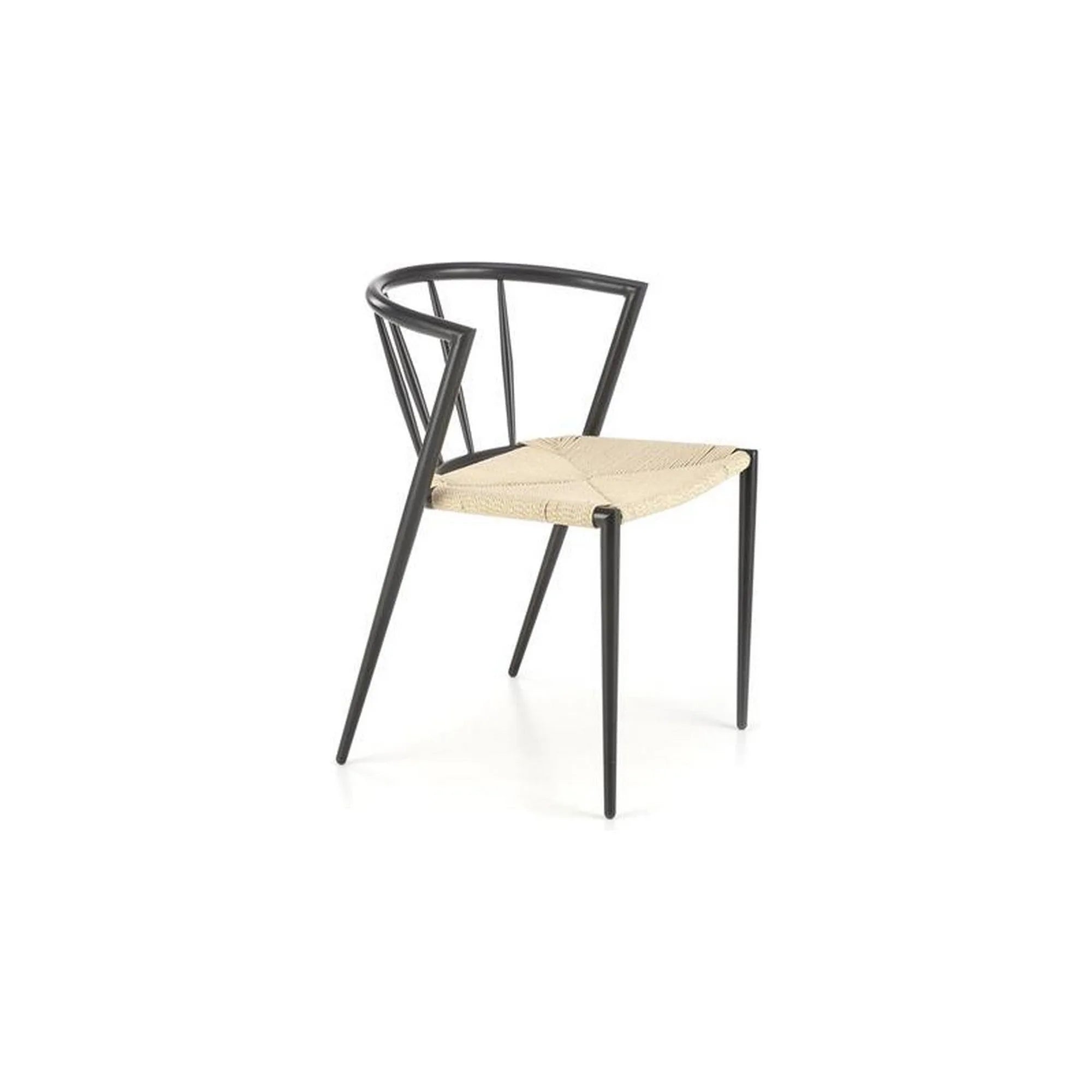 Scaun K515, bej/negru, sfoara/metal, 51x52x72 cm