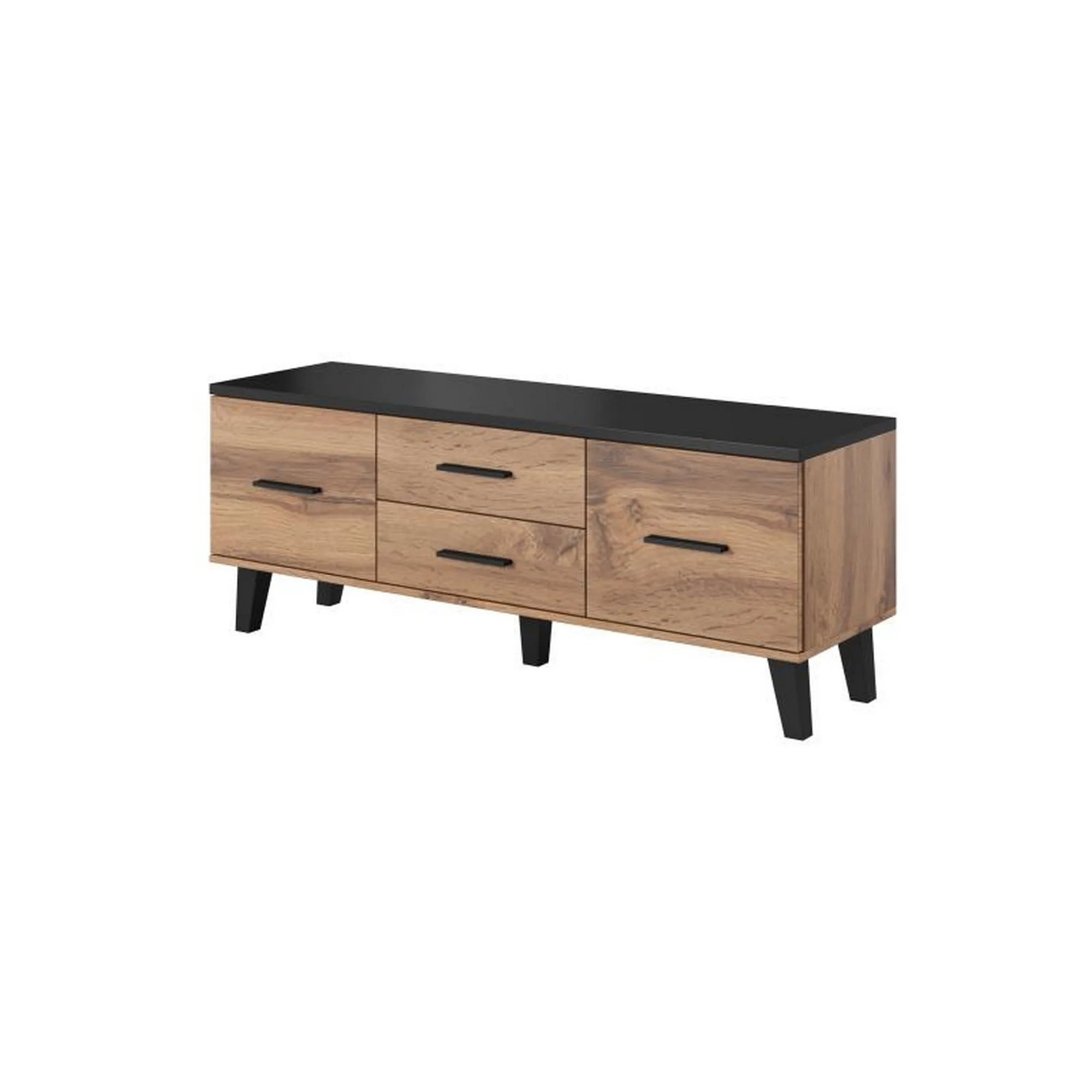 Comoda TV LOTTA, stejar wotan/negru, PAL, 140x40x53 cm