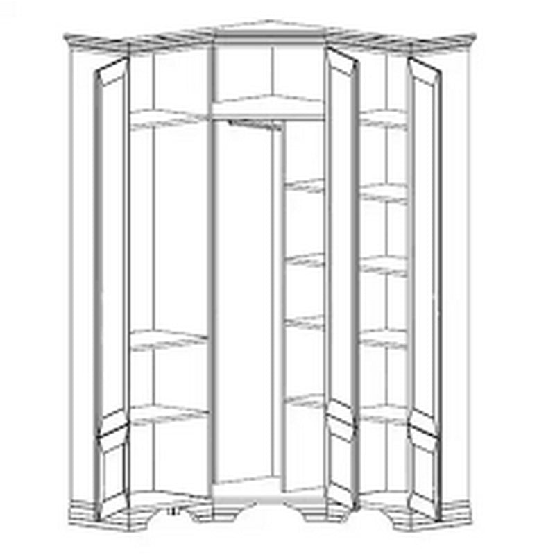 Dulap de colt Idento, alb, PAL, cu 5 usi, 136.5x136.5x225 cm