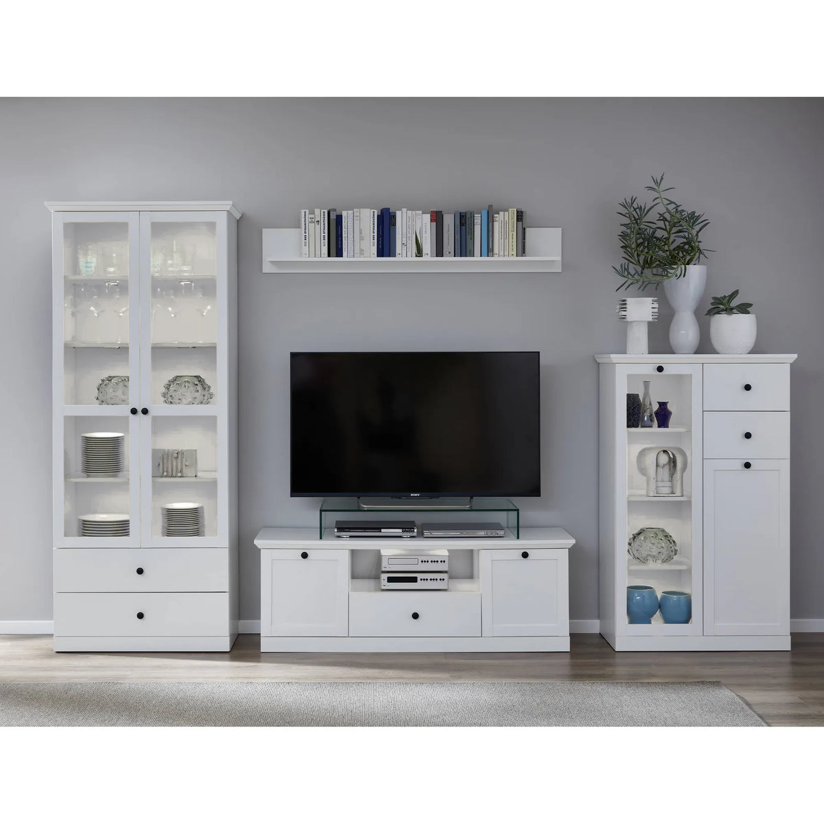 Comoda TV BRANDSON, alb, PAL laminat, 139x41x49 cm