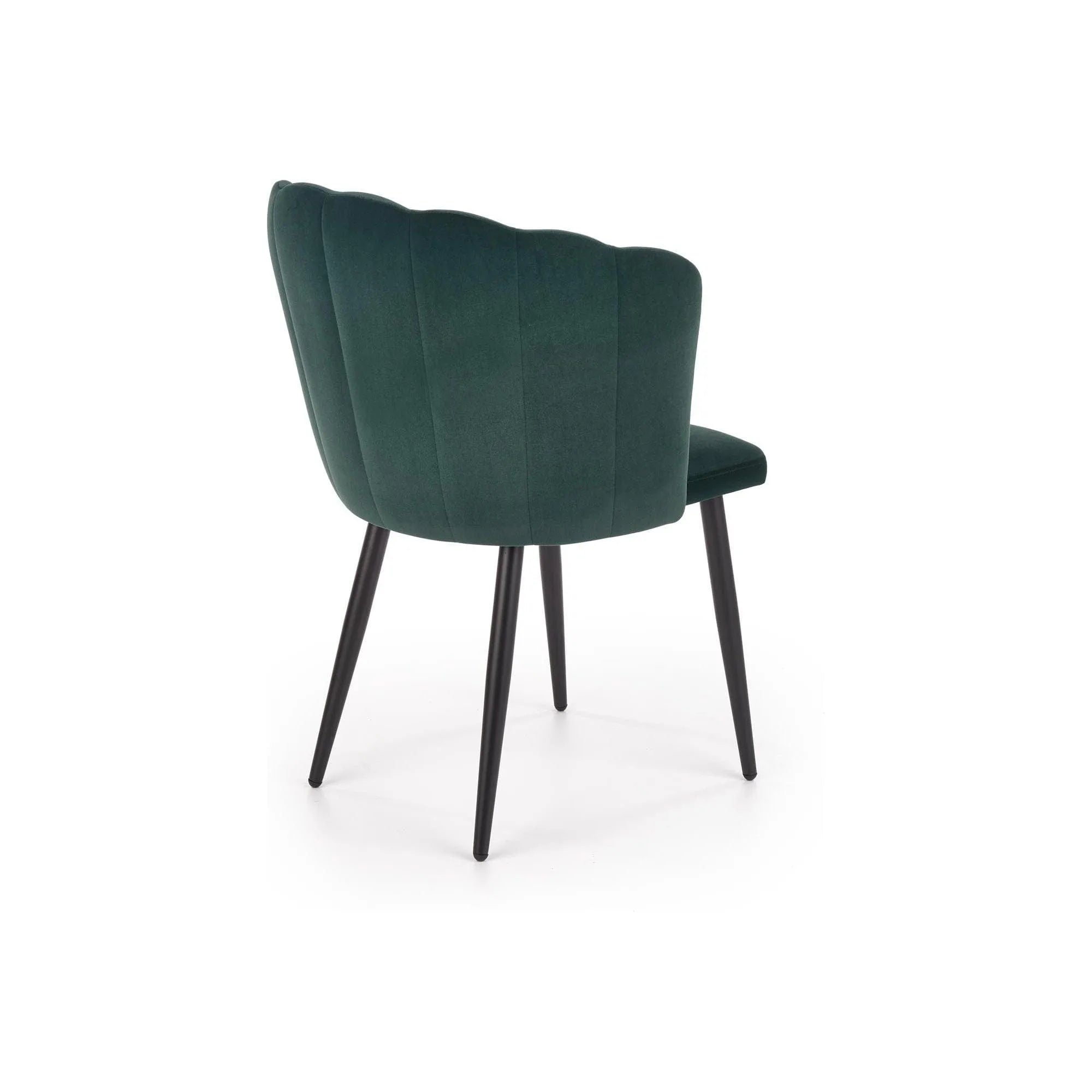 Scaun tapitat K386, verde/negru, stofa catifelata/metal, 60x58x84 cm