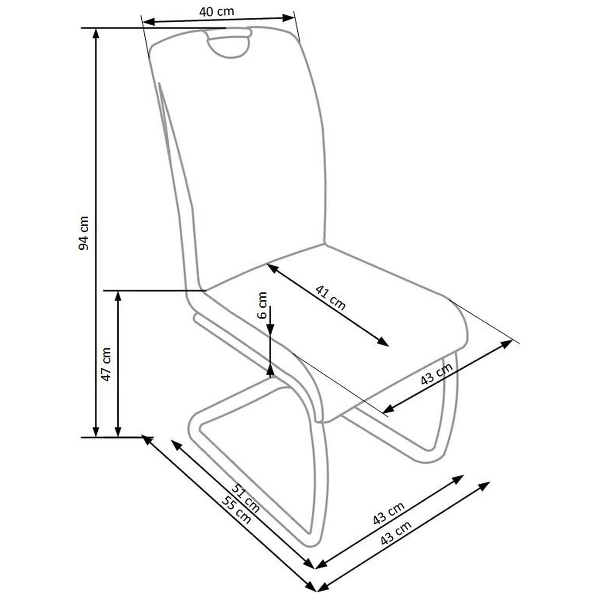 Scaun tapitat K184, maro inchis/crom, piele ecologica/metal, 43X55X94 CM