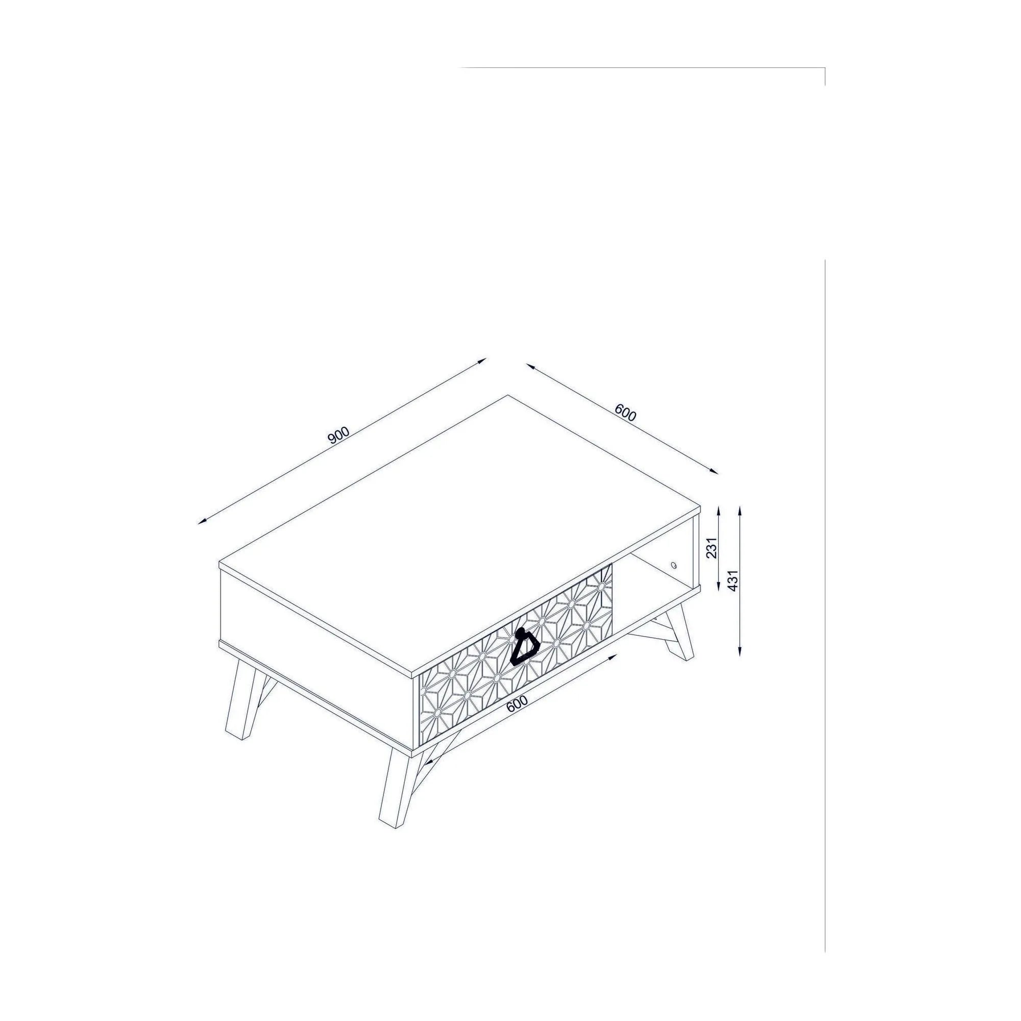 Masuta cafea Yakamoz, nuc, PAL melaminat, 90x60x43 cm