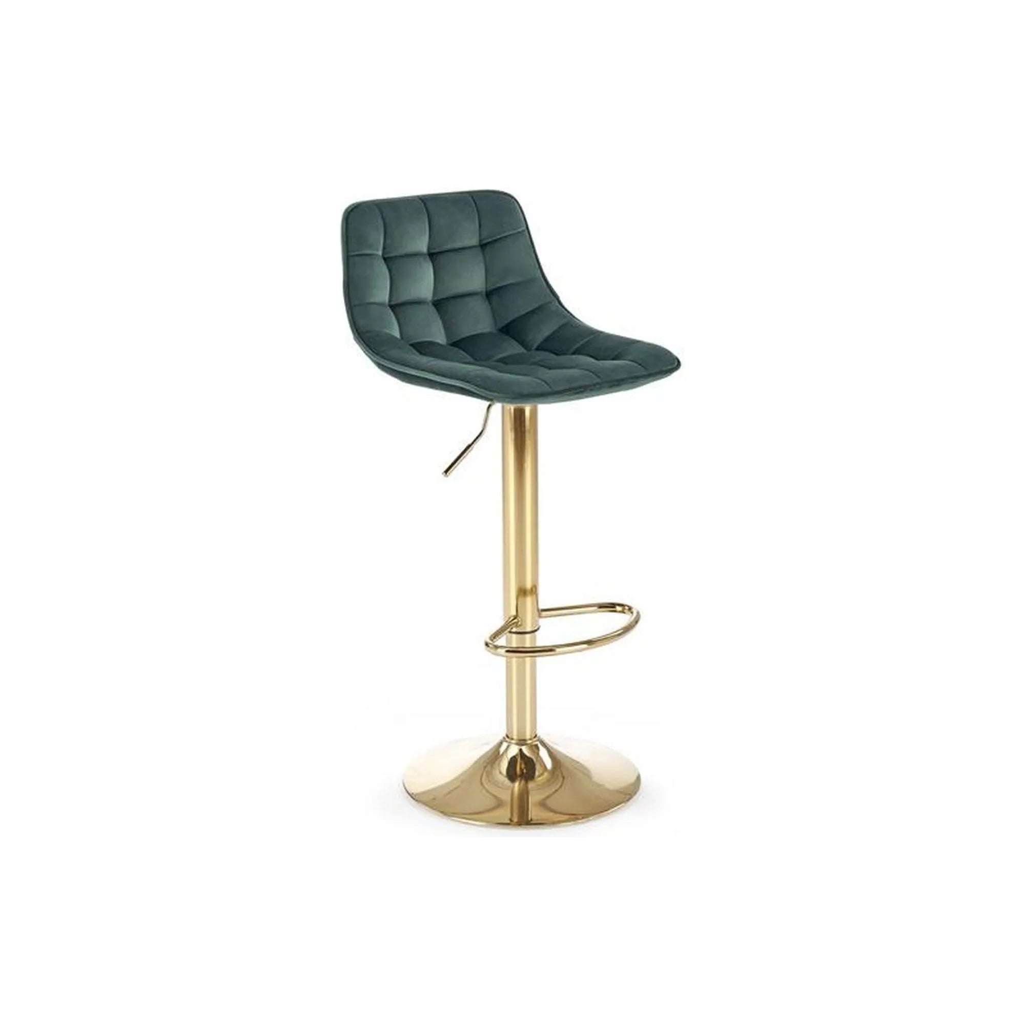 Scaun de bar H120, verde/auriu, stofa catifelata/otel, 43x44x84/106 cm