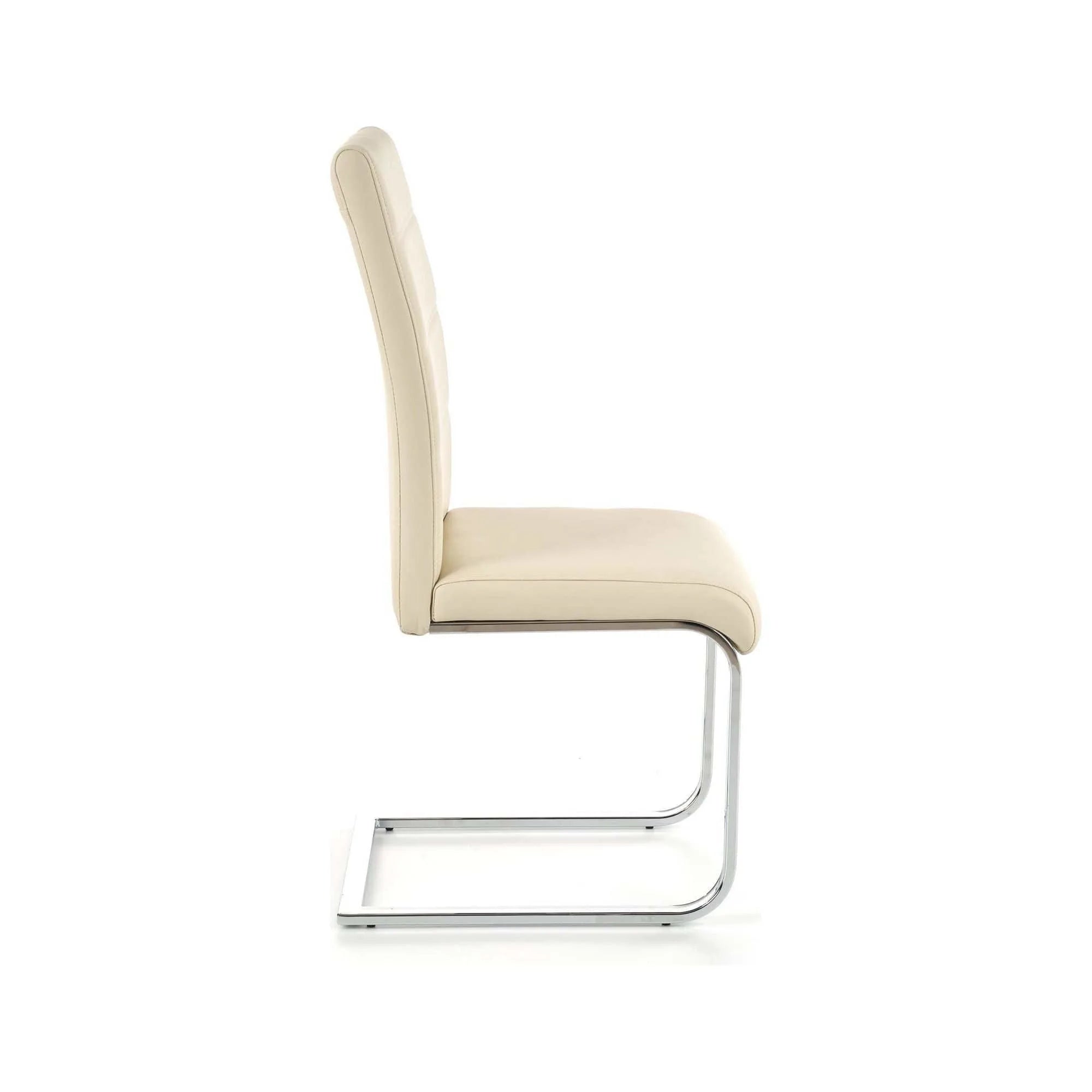 Scaun tapitat K85, crem/crom, metal/piele ecologica, 42X56X100 CM