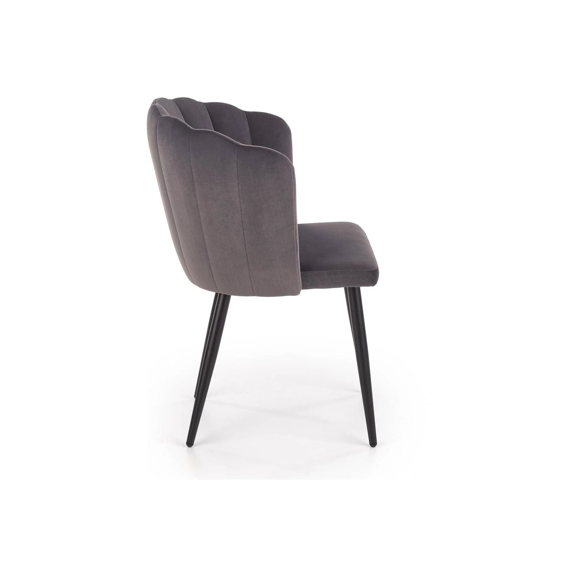 Scaun tapitat K386, gri inchis/negru, stofa catifelata/metal, 60x58x84 cm