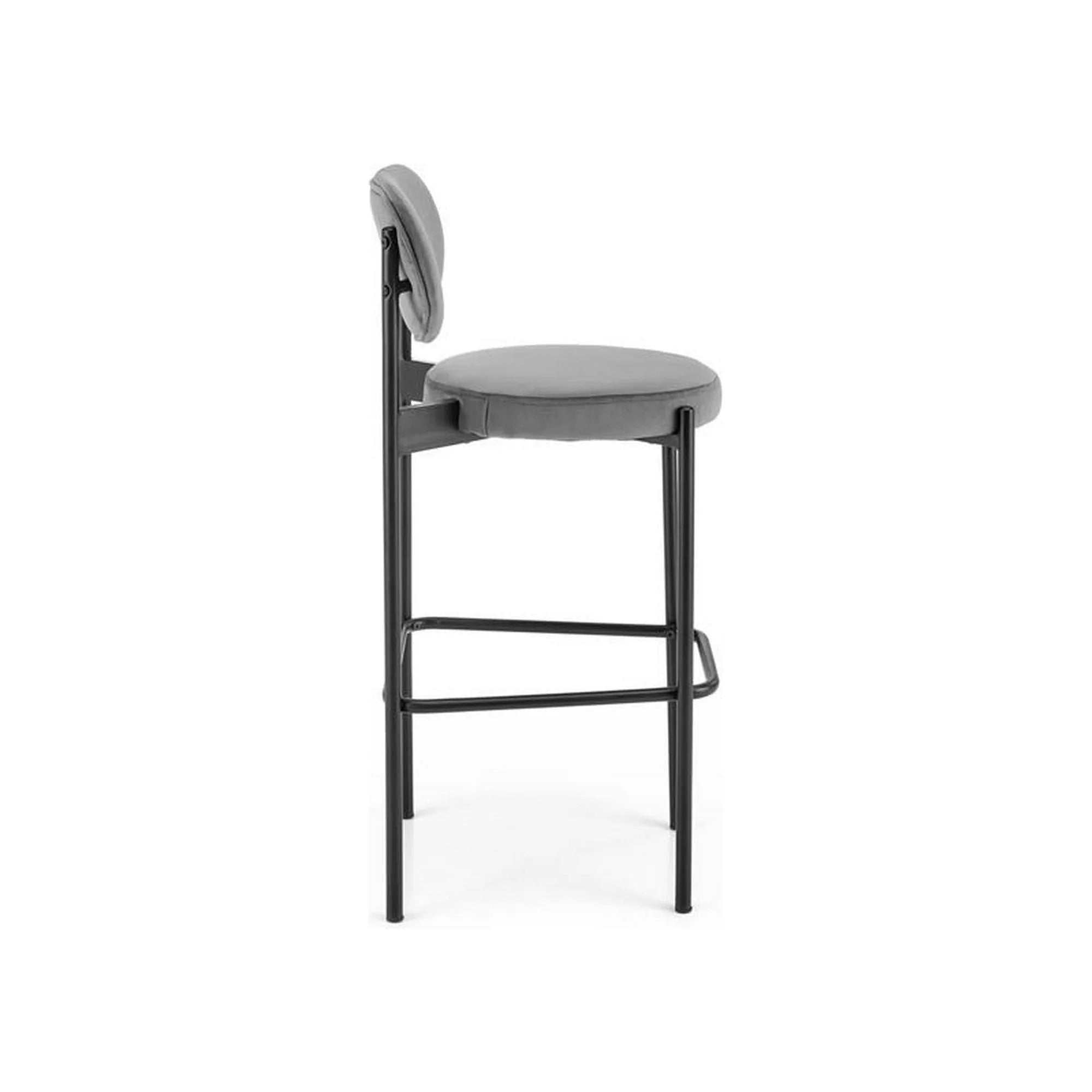 Scaun bar H108, gri - Bluvel 14/negru, stofa catifelata/otel, 42x48x92 cm