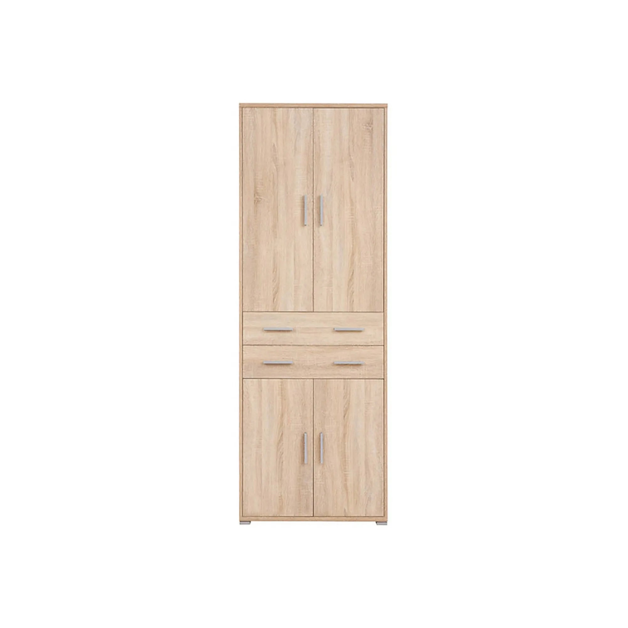 Dulap OFFICE, stejar sonoma, PAL laminat, cu 4 usi si 2 sertare, 79x35x221 cm