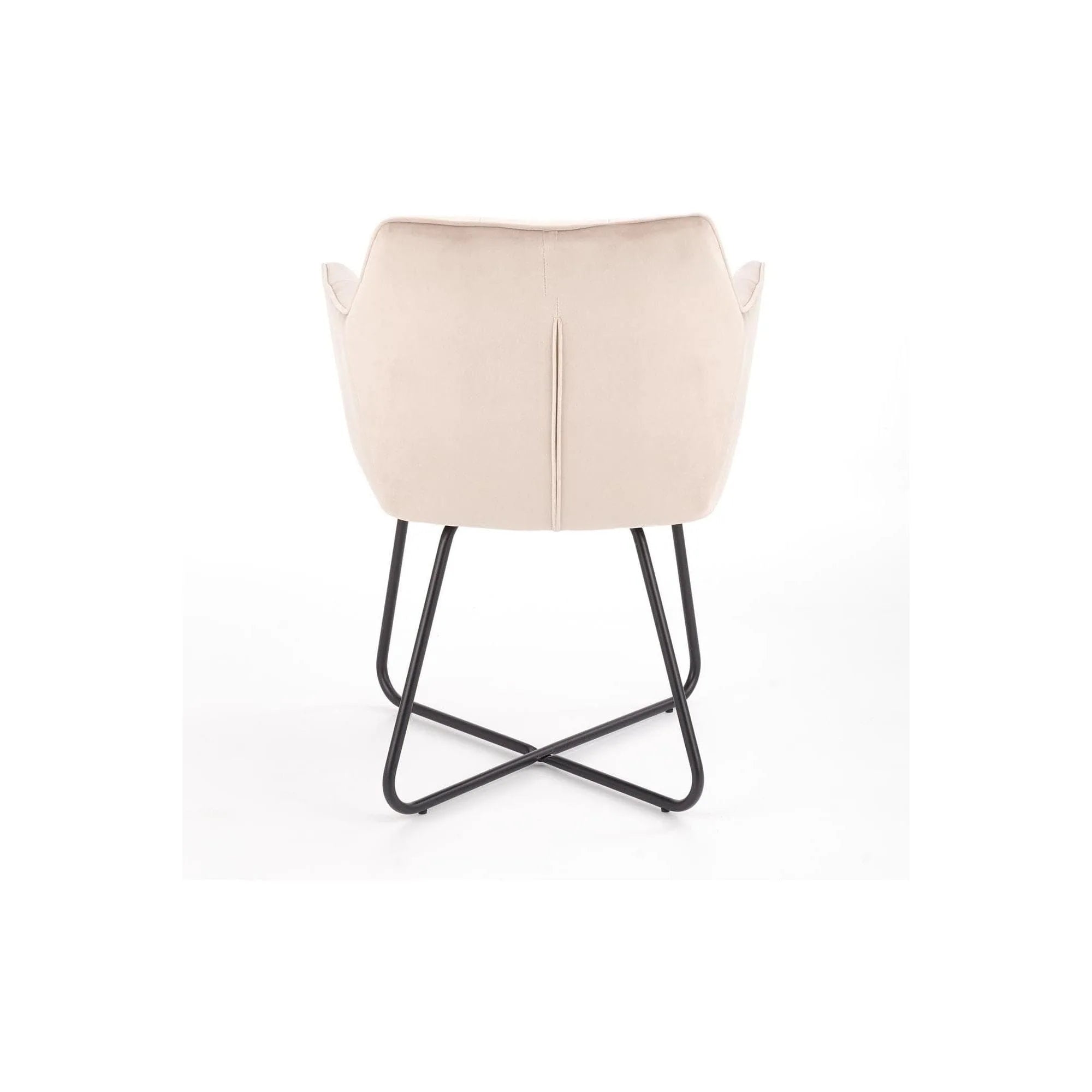 Scaun tapitat K377, bej/negru, stofa catifelata/metal, 60x62x81 cm