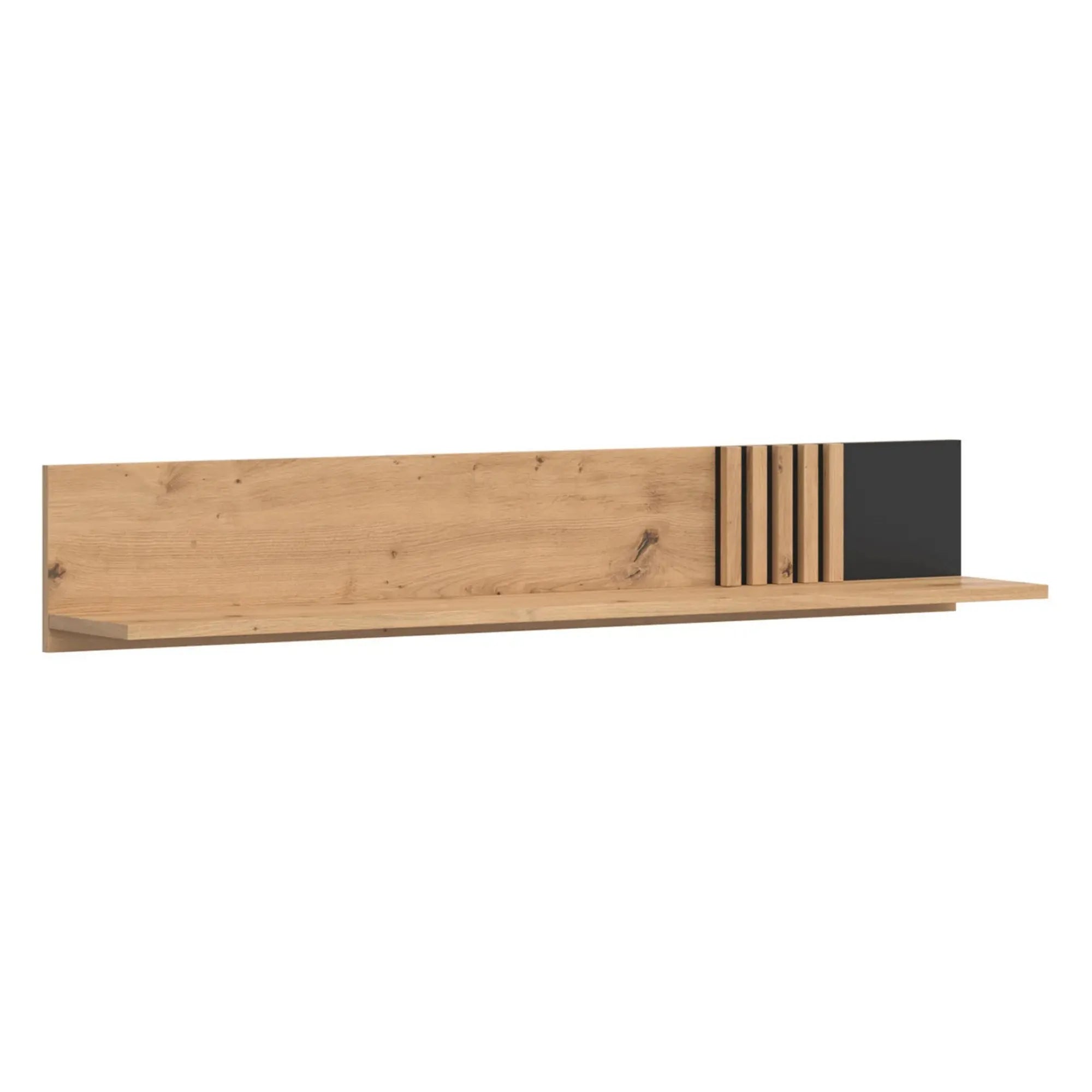Raft VABRES, stejar artisan/negru mat, PAL laminat, 136x23x23 cm