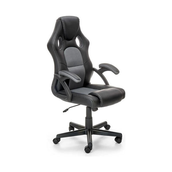 Scaun birou BERKEL, negru/gri, piele ecologica, 62x63x108-117 cm