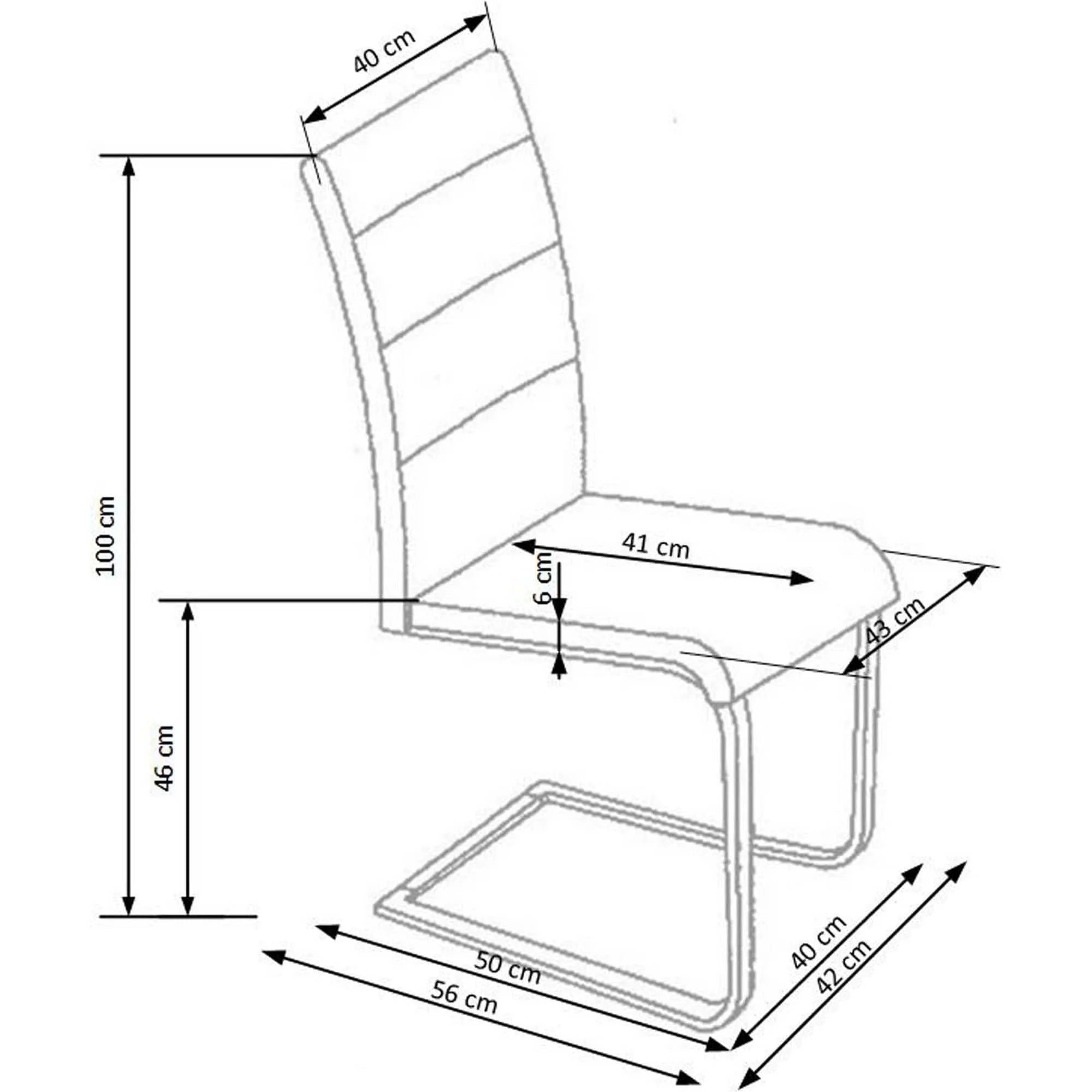 Scaun tapitat K85, crem/crom, metal/piele ecologica, 42X56X100 CM