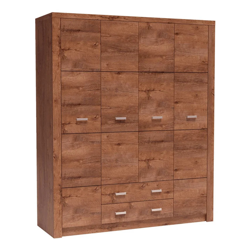 Dulap INFINITY I-18, frasin deschis, PAL melaminat, cu 4 usi si 2 sertare, 178x58x214 cm