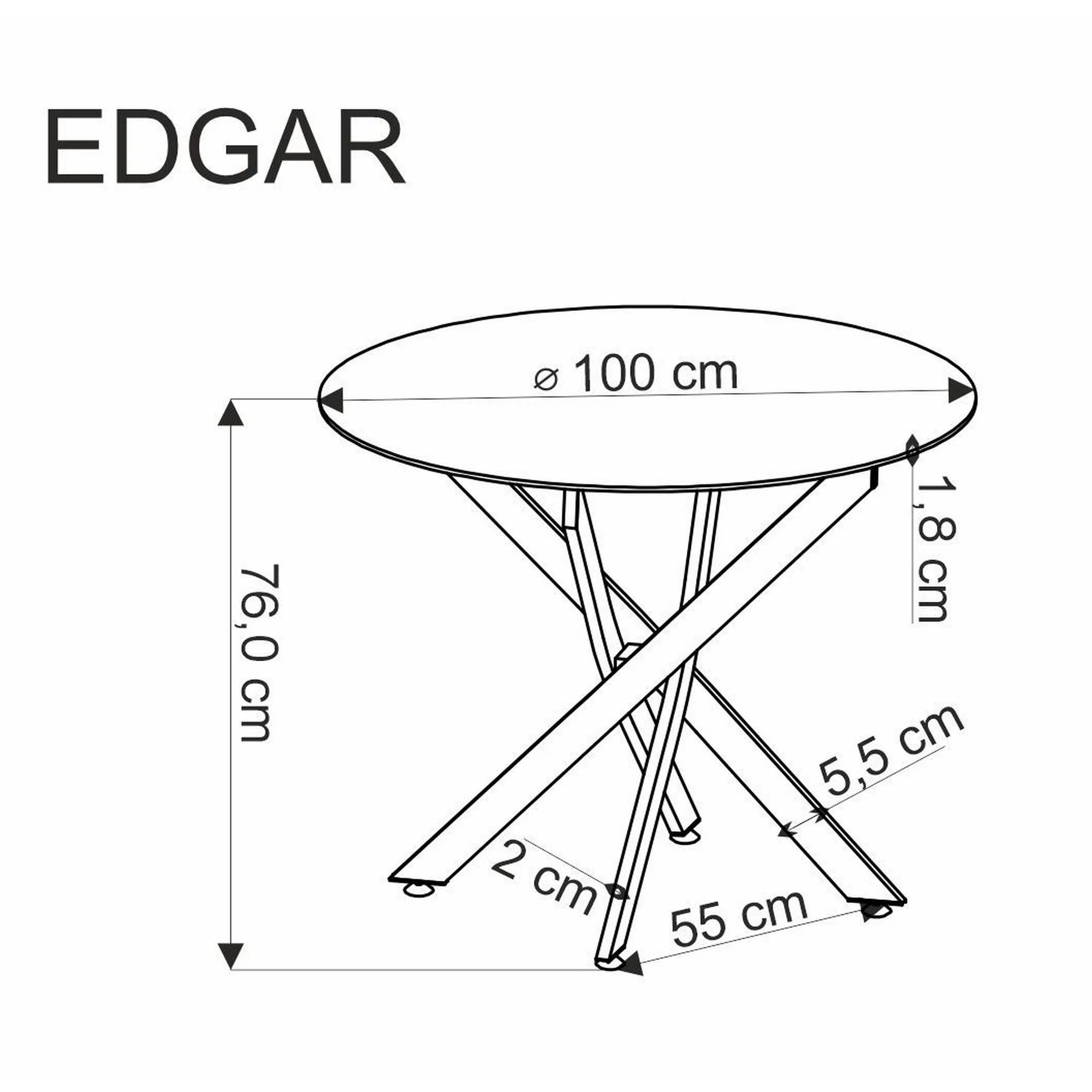 Masa EDGAR, nuc/negru, 100x100x76 cm