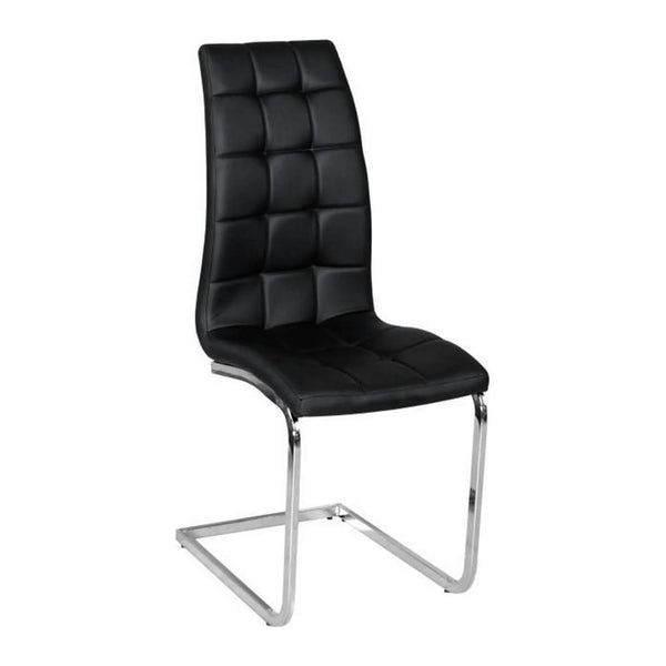 Scaun bucatarie DULCIA, negru/crom, piele ecologica/metal, 40x58x103x48 cm