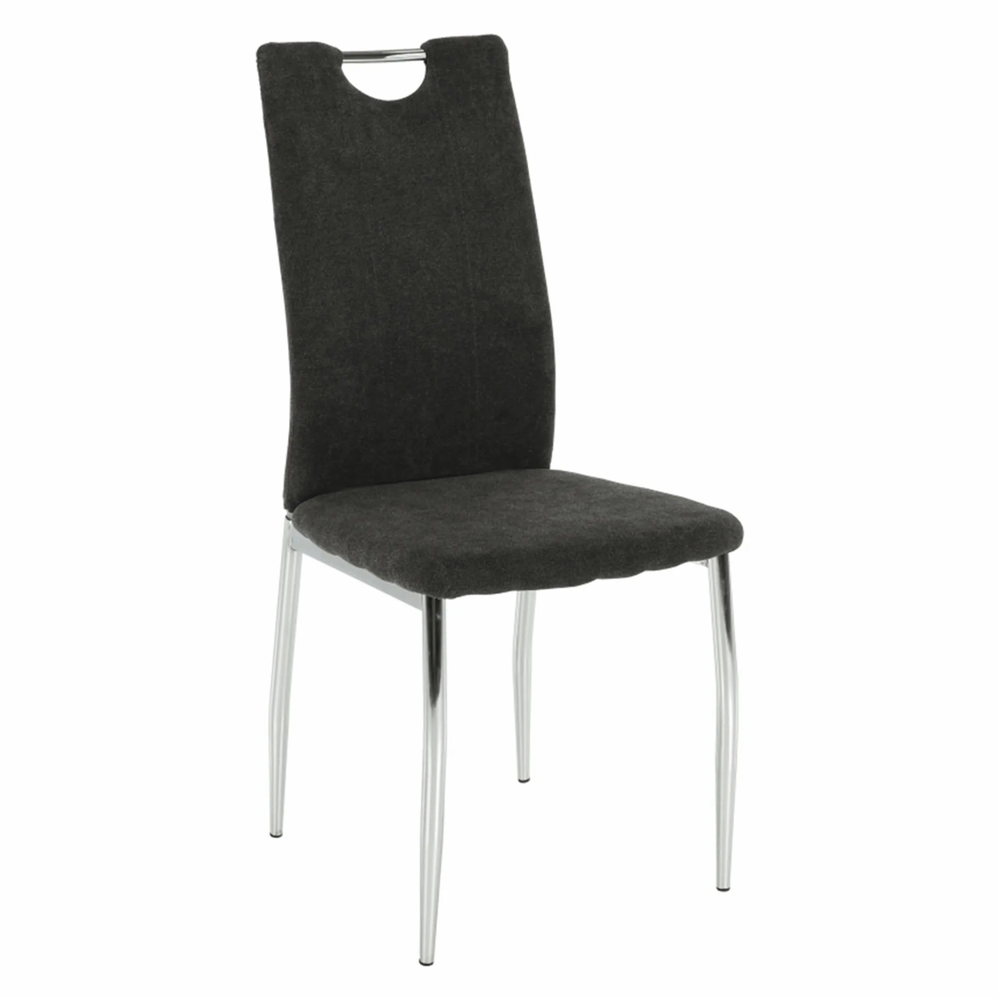 Scaun OLIVA NEW, gri maroniu/crom, textil/metal, 42x52x97 cm