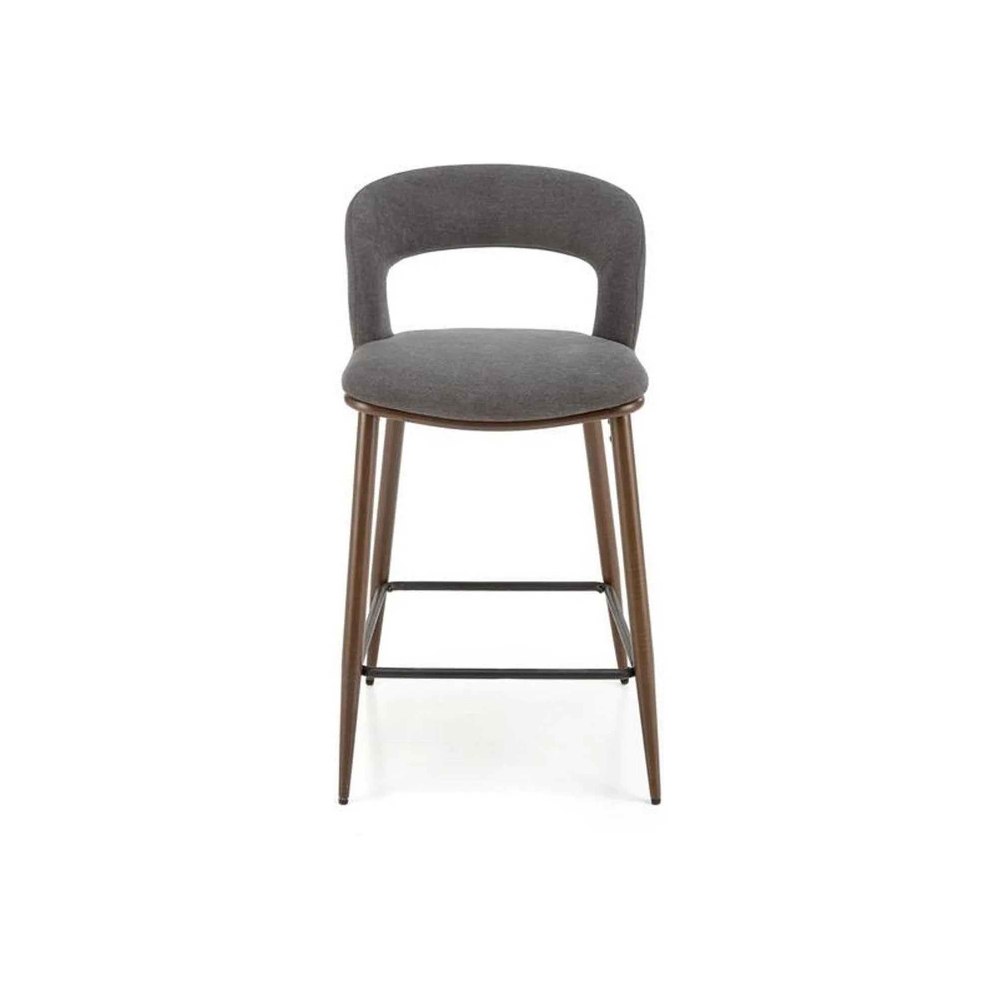 Scaun bar H114, gri/nuc, stofa clasica/otel, 48x52x92 cm