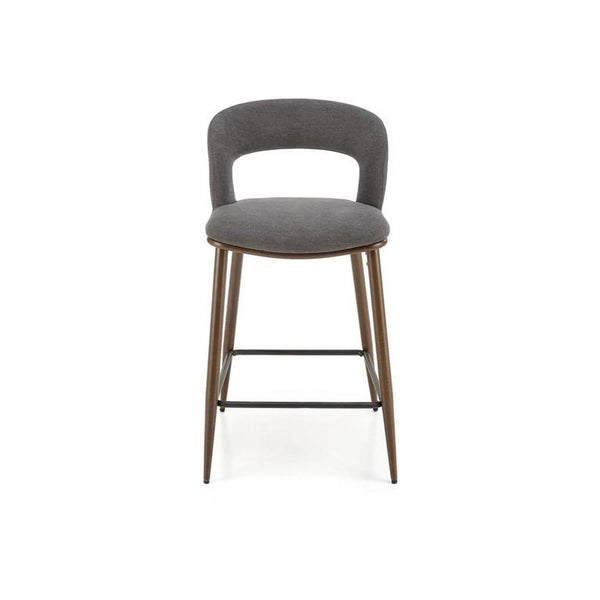 Scaun bar H114, gri/nuc, stofa clasica/otel, 48x52x92 cm
