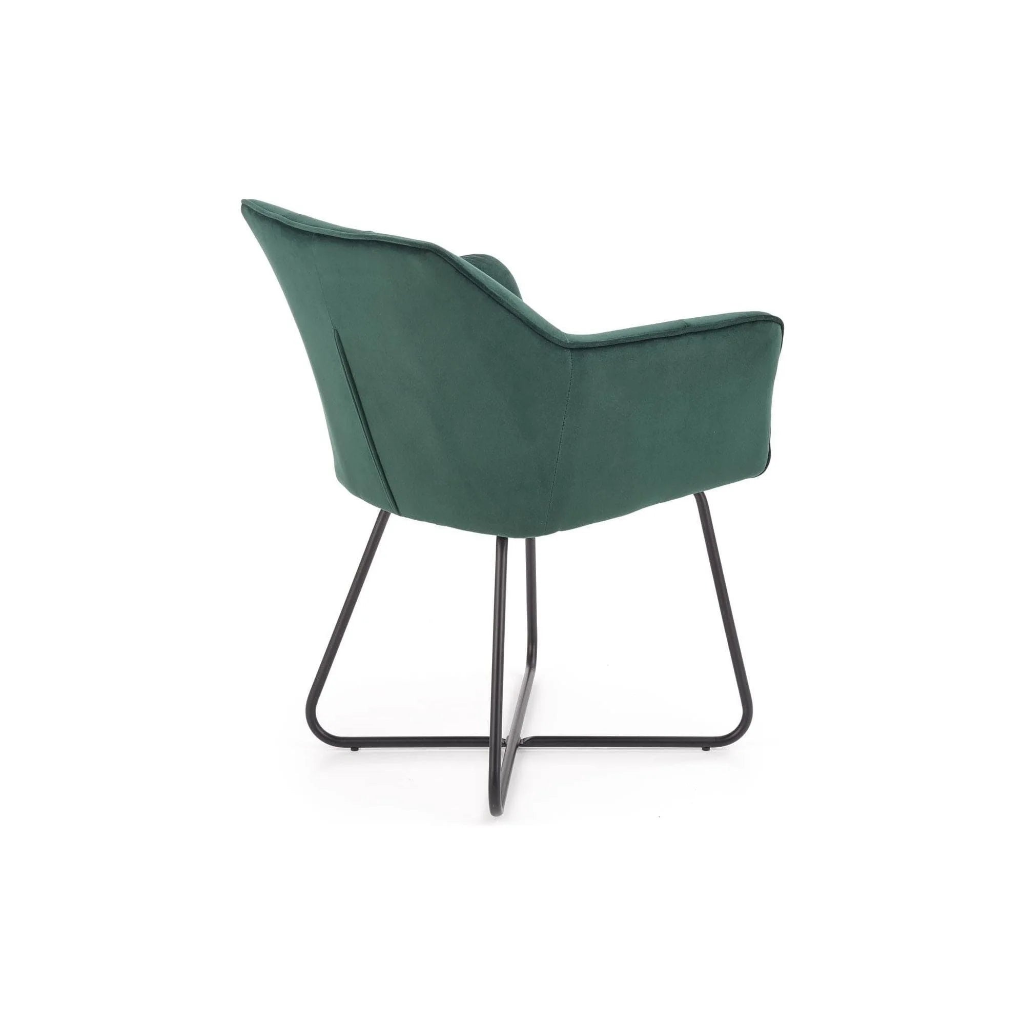 Scaun tapitat K377, verde inchis/negru, stofa catifelata/metal, 60x62x81 cm