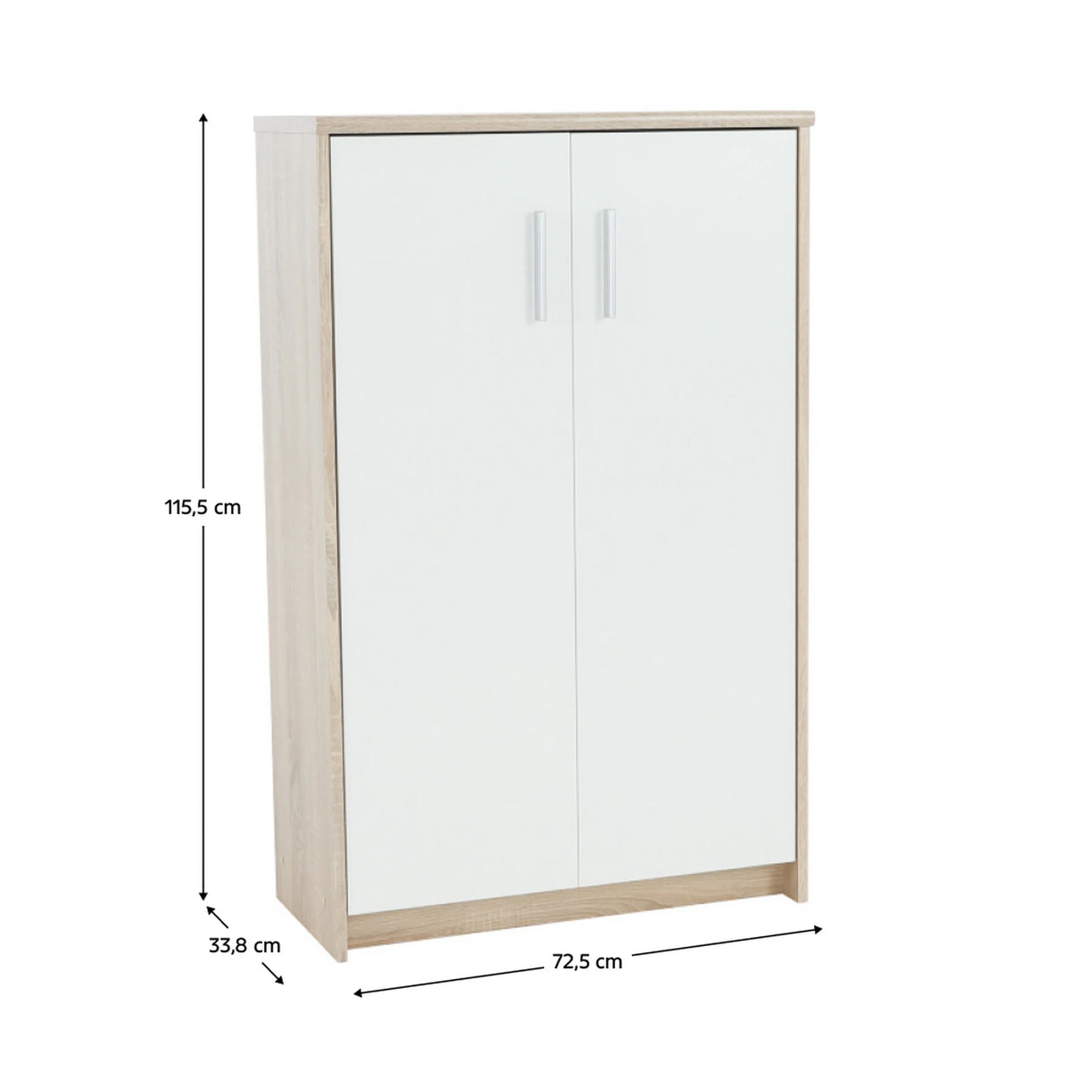Dulap JOHAN 2 NEW 13, stejar sonoma/alb, PAL melaminat, cu 2 usi, 73x34x116 cm