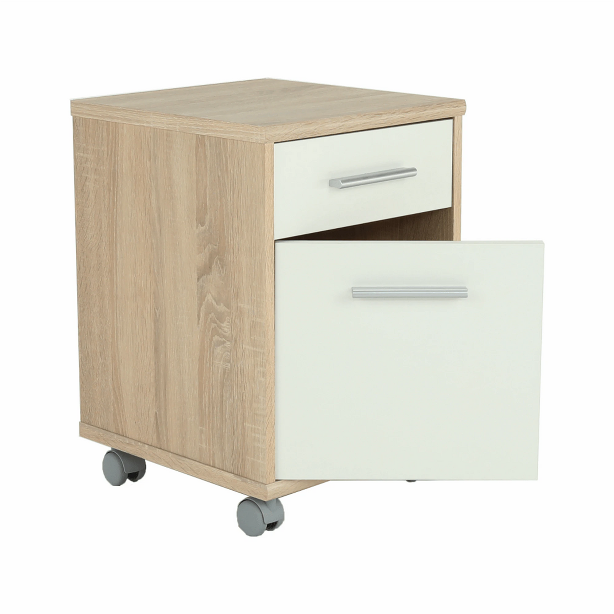 Noptiera JOHAN 2 NEW 07, stejar sonoma/alb, DTD laminat, 39x41x55 cm