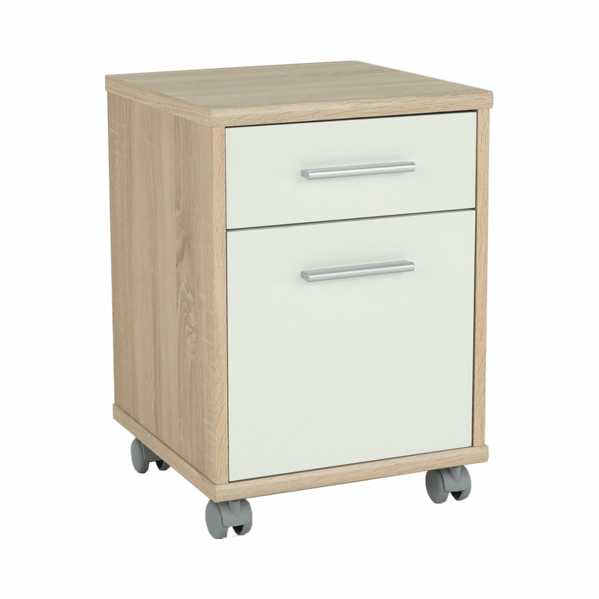 Noptiera JOHAN 2 NEW 07, stejar sonoma/alb, DTD laminat, 39x41x55 cm