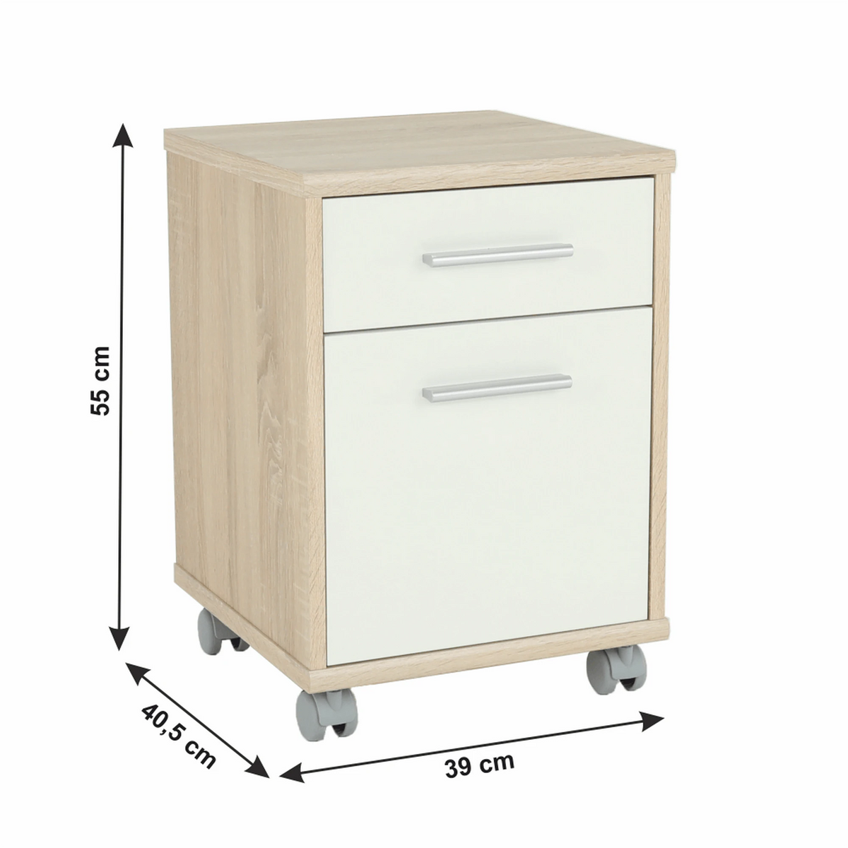 Noptiera JOHAN 2 NEW 07, stejar sonoma/alb, DTD laminat, 39x41x55 cm