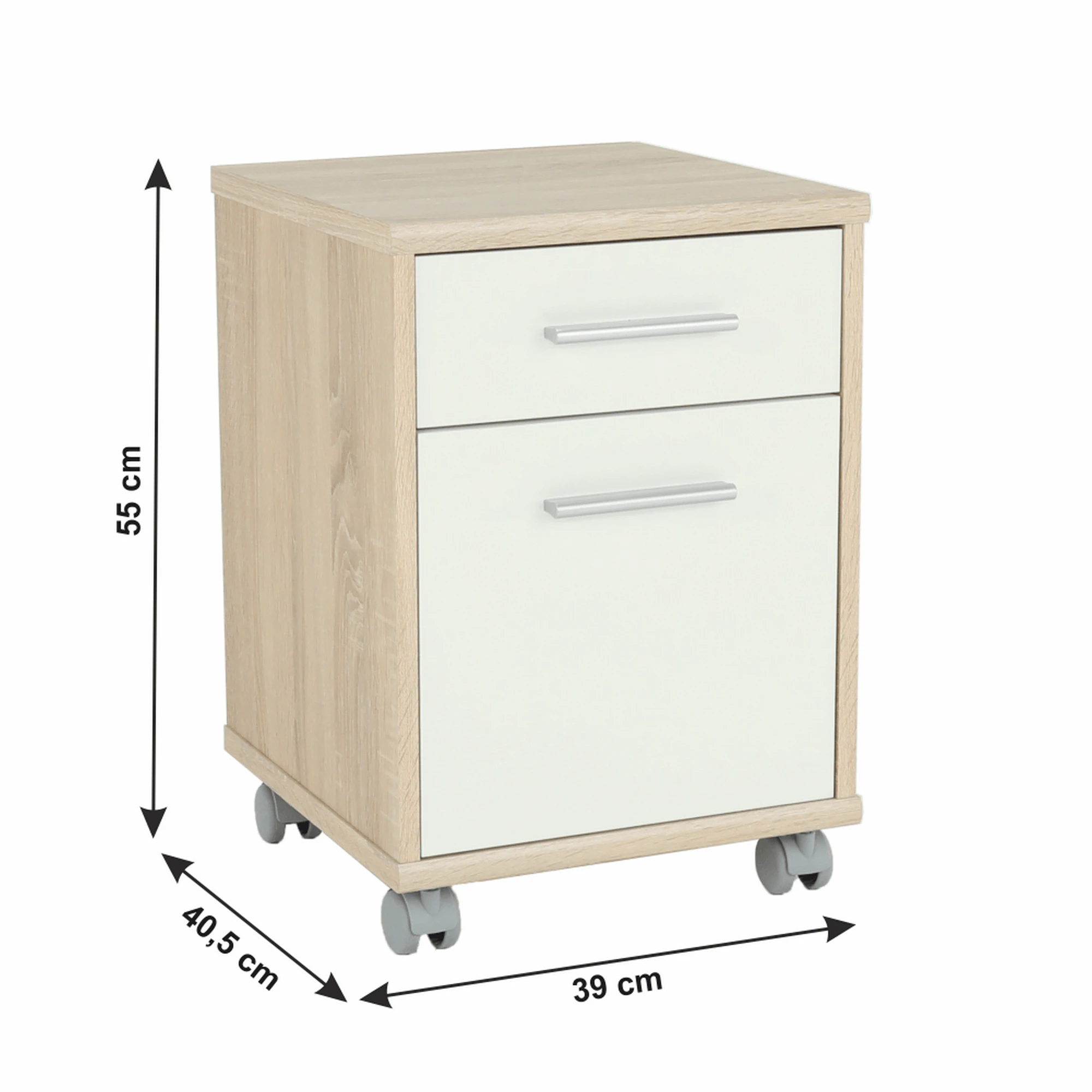 Noptiera JOHAN 2 NEW 07, stejar sonoma/alb, DTD laminat, 39x41x55 cm