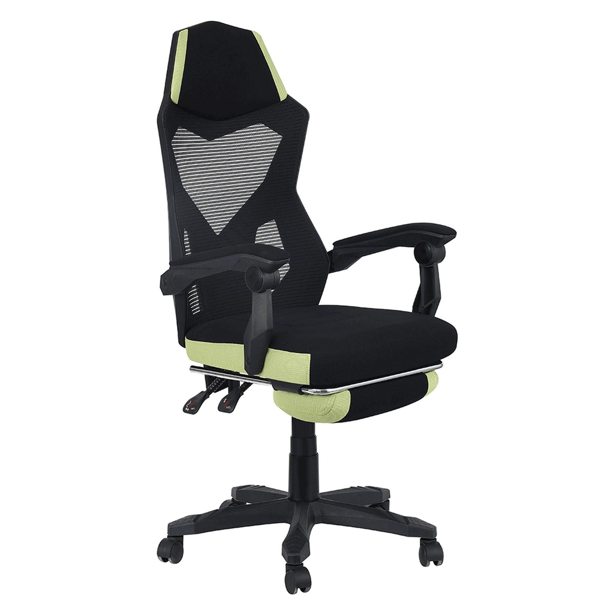 Scaun gaming JORIK NEW, negru/verde, plasa/plastic, 60x65x108/118 cm