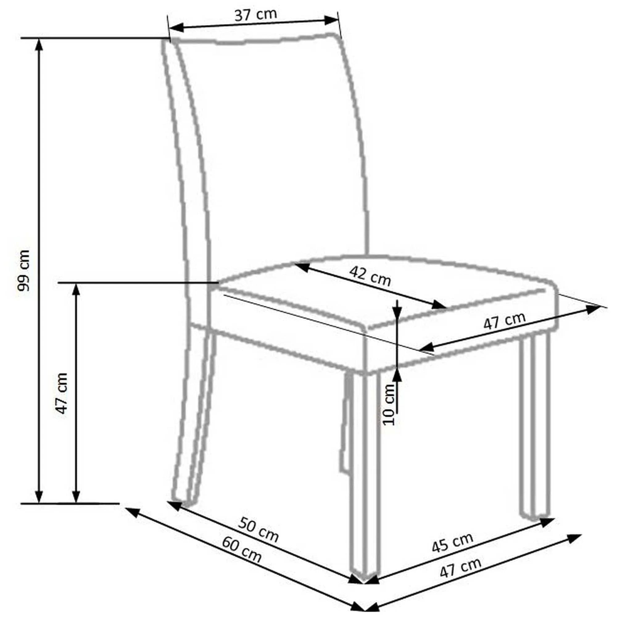 Scaun tapitat cu piele ecologica Norbert, 47X55X99 CM