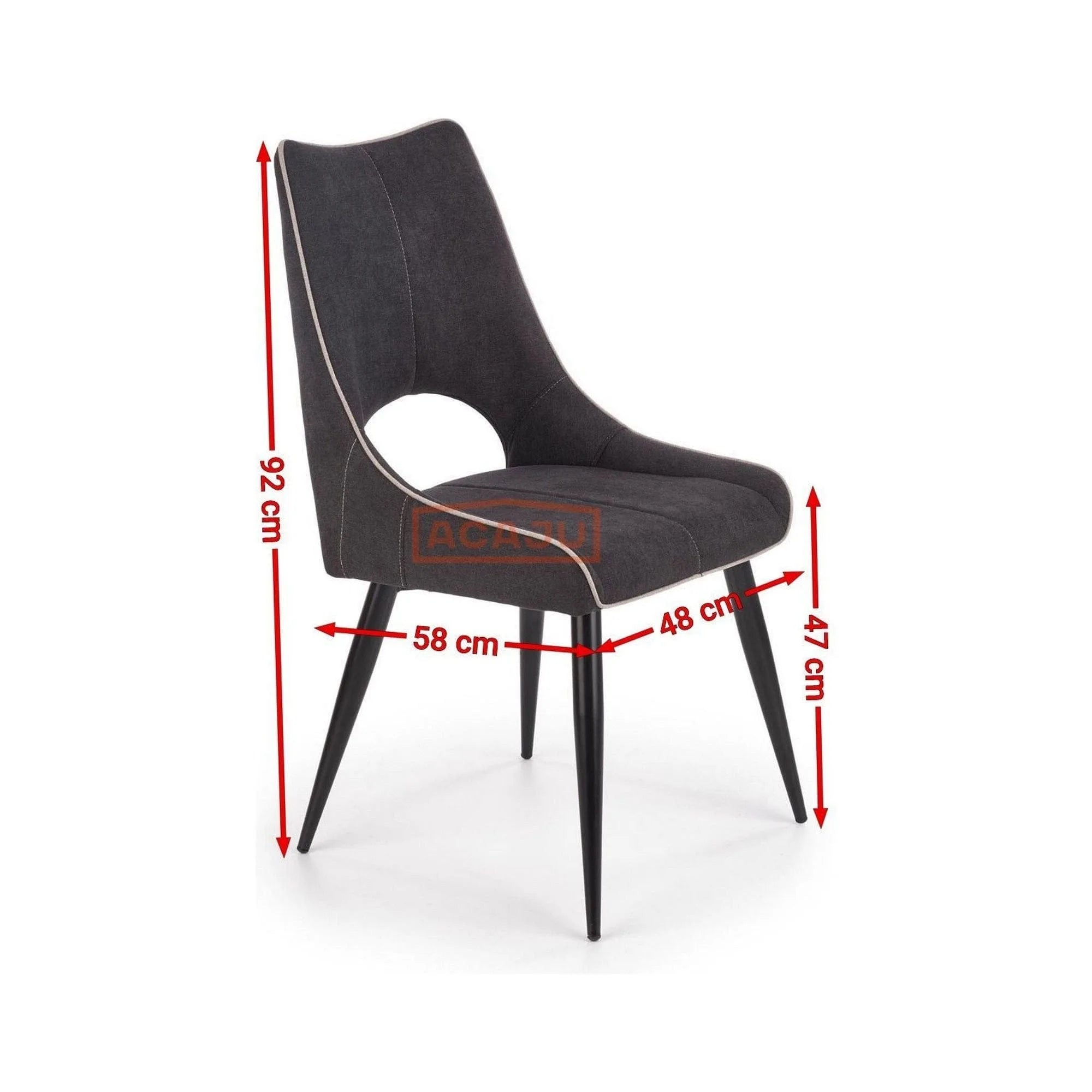 Scaun K369, gri inchis/negru, stofa clasica/otel, 48x58x92 cm