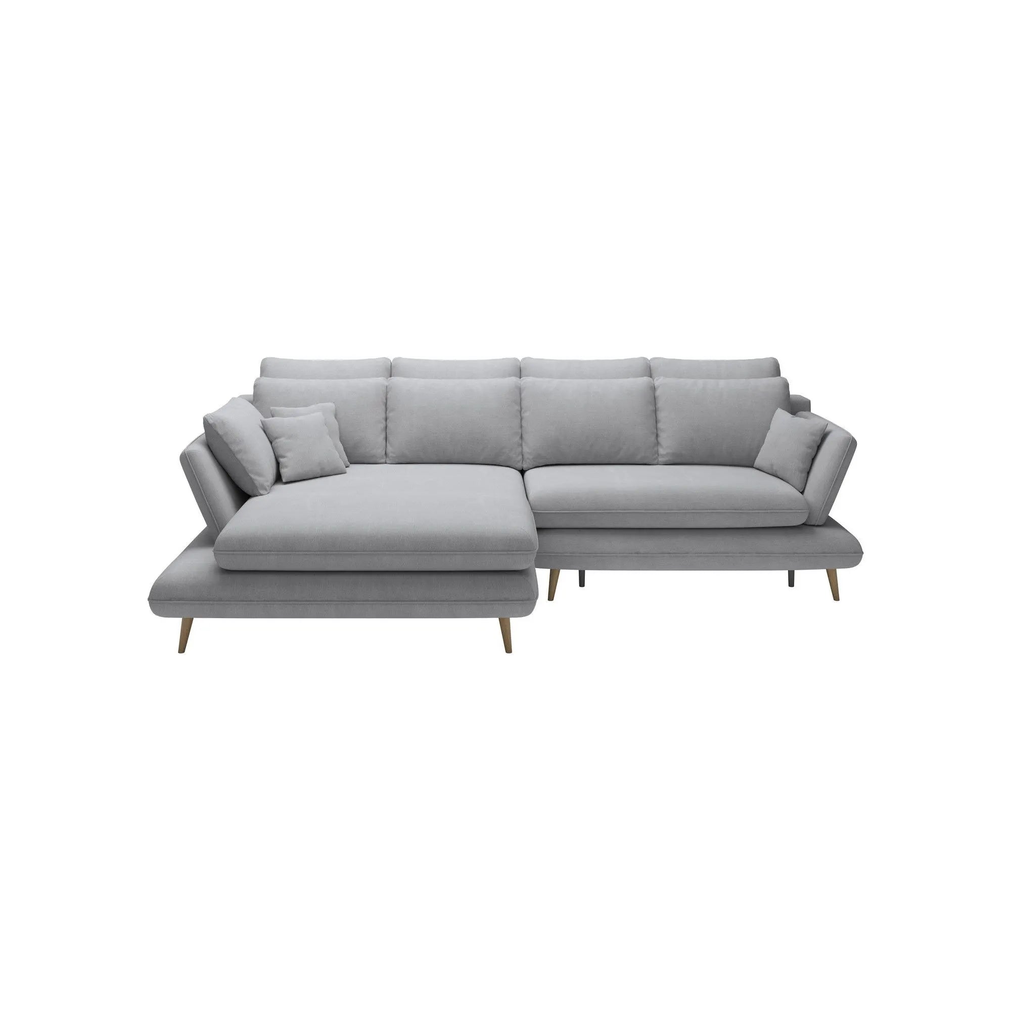 Coltar extensibil MONTE, sezlong stanga, stofa catifelata maro - Palladium 4, Gama Premium, cu lada depozitare, 283x181x90 cm
