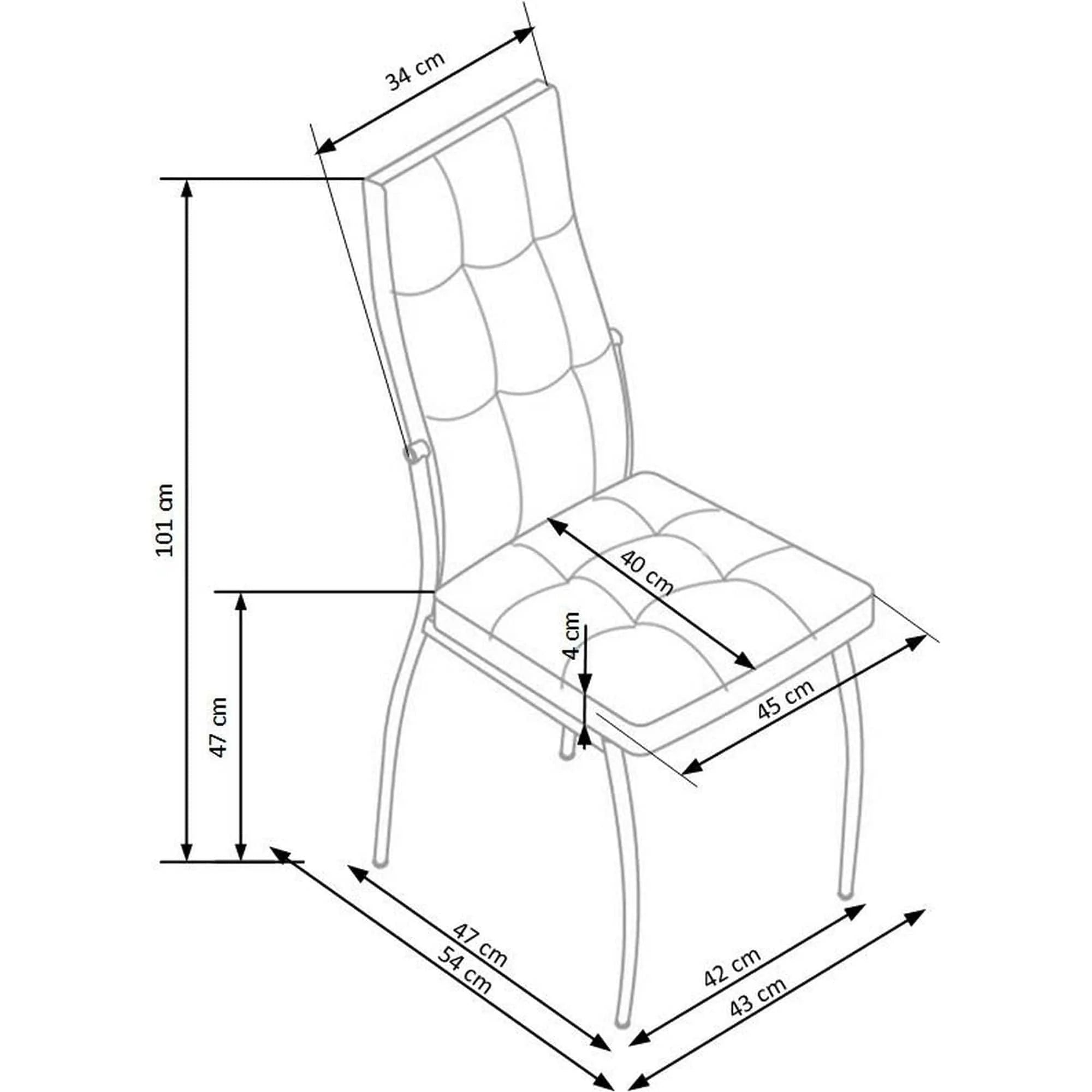 Scaun K209, negru/crom, piele ecologica/metal, 43x54x101 cm