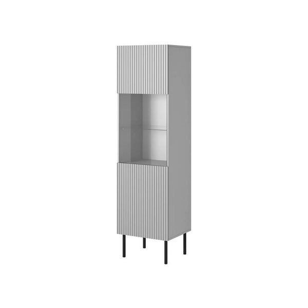 Vitrina ASENSIO, gri mat, PAL/metal, 50x42x180 cm