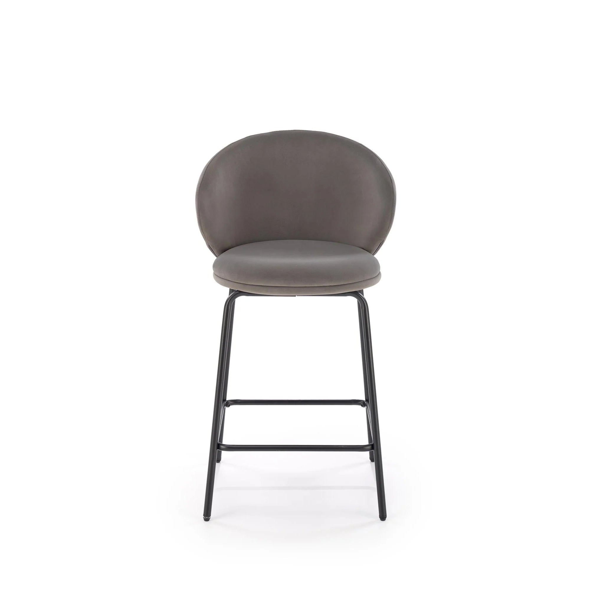 Scaun bar H121, gri - Mavel 14/negru, stofa catifelata/metal, 51x50x92 cm