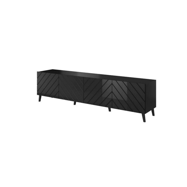 Comoda TV ABETO, negru, PAL/plastic, 200x42x52 cm