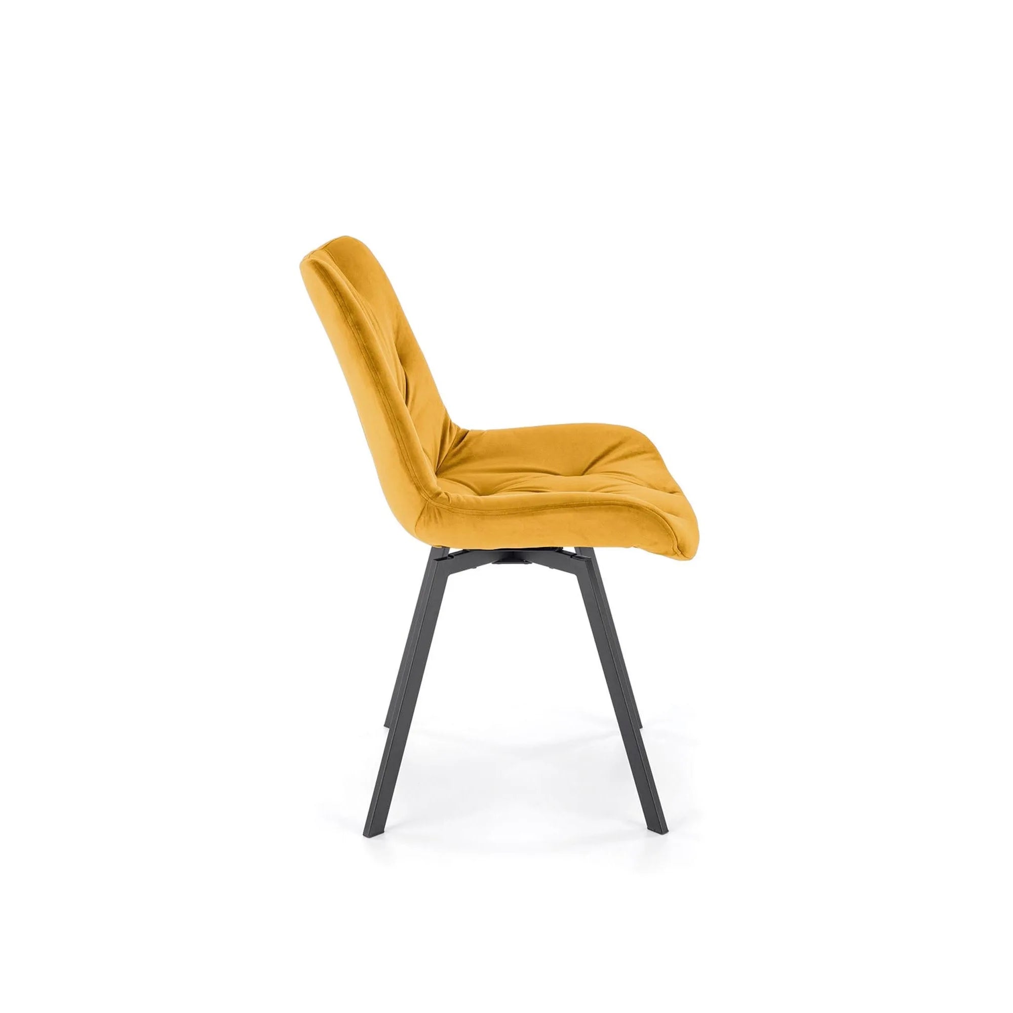 Scaun rotativ K519, galben/negru, stofa catifelata/metal, 54x63x86 cm