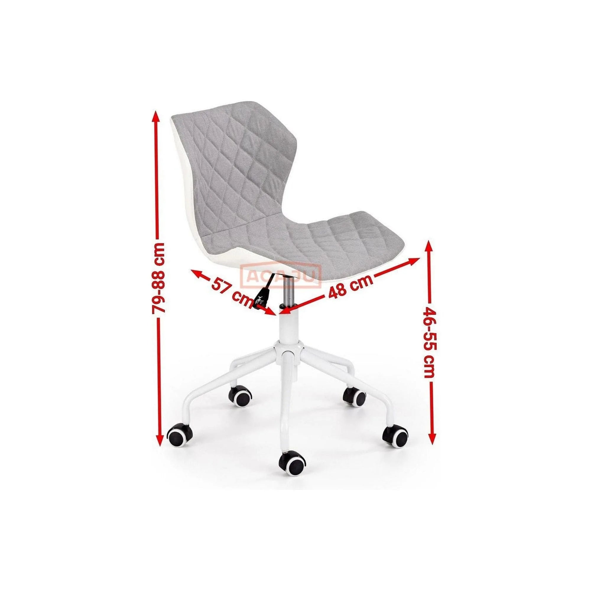 Scaun de birou MATRIX 3, alb/gri, piele ecologica/stofa, 48x57x79/88 cm
